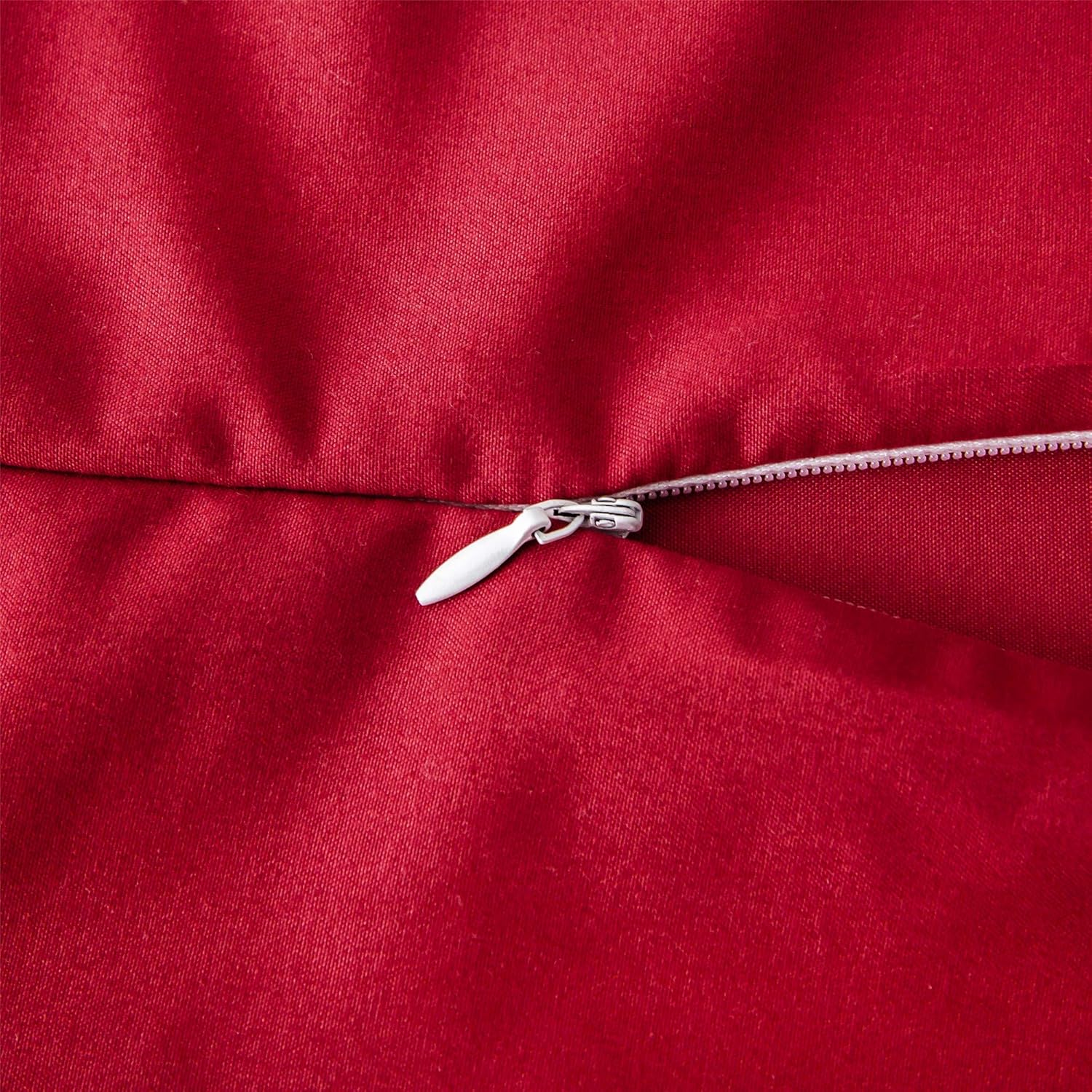 Bettwäsche gebürstet Microfaser 1 Bettbezug 200x200cm + 2 Kopfkissenbezug 80x80cm mit Reißverschluss Rot 5