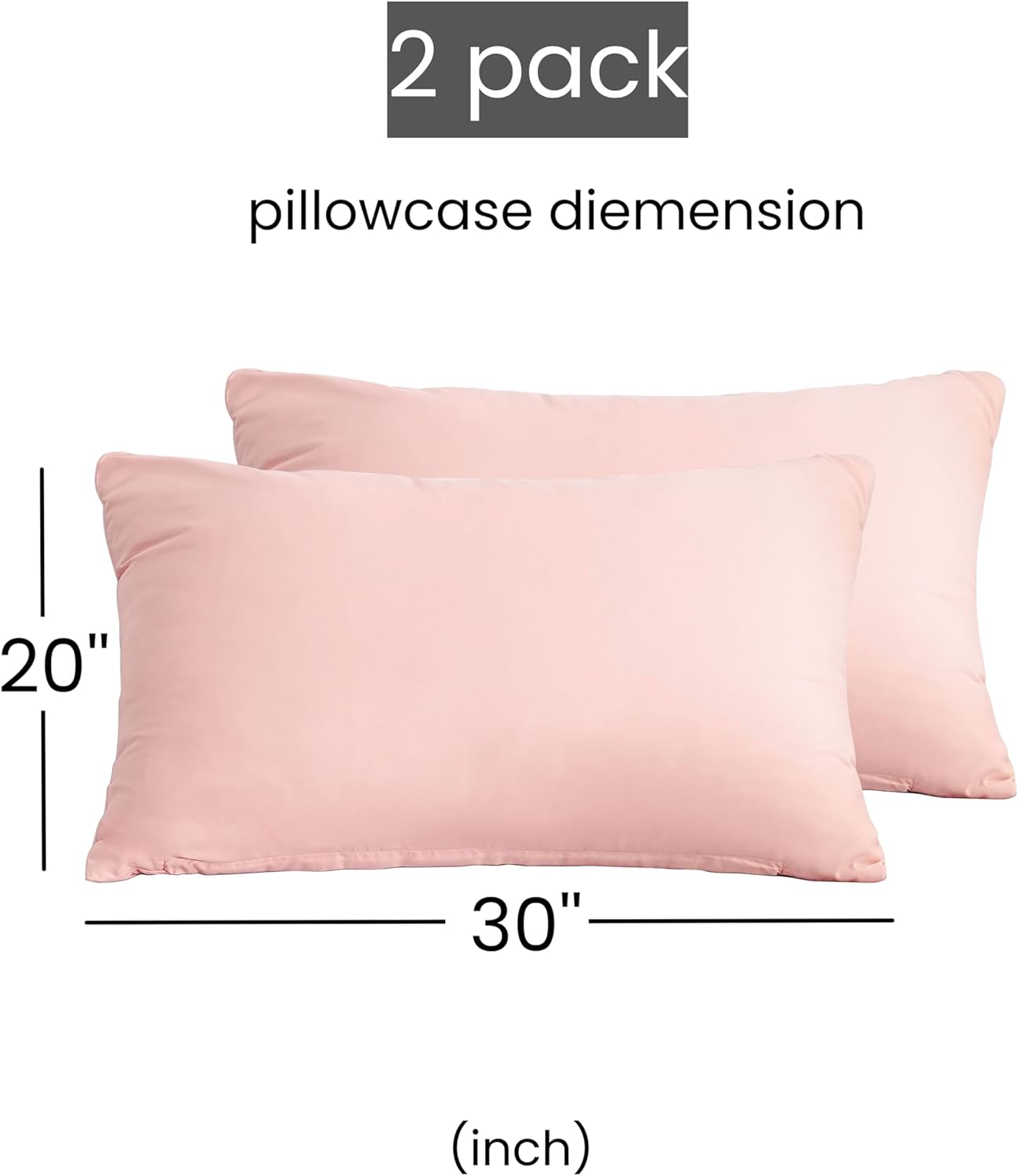 AYSW Zipper Pillowcase 2 Pieces Brushed Microfiber 1800 Hotel Quality Super Soft Pillow Cover No Shrinkage No Fade Pillow Protectors - Pink, Queen 3