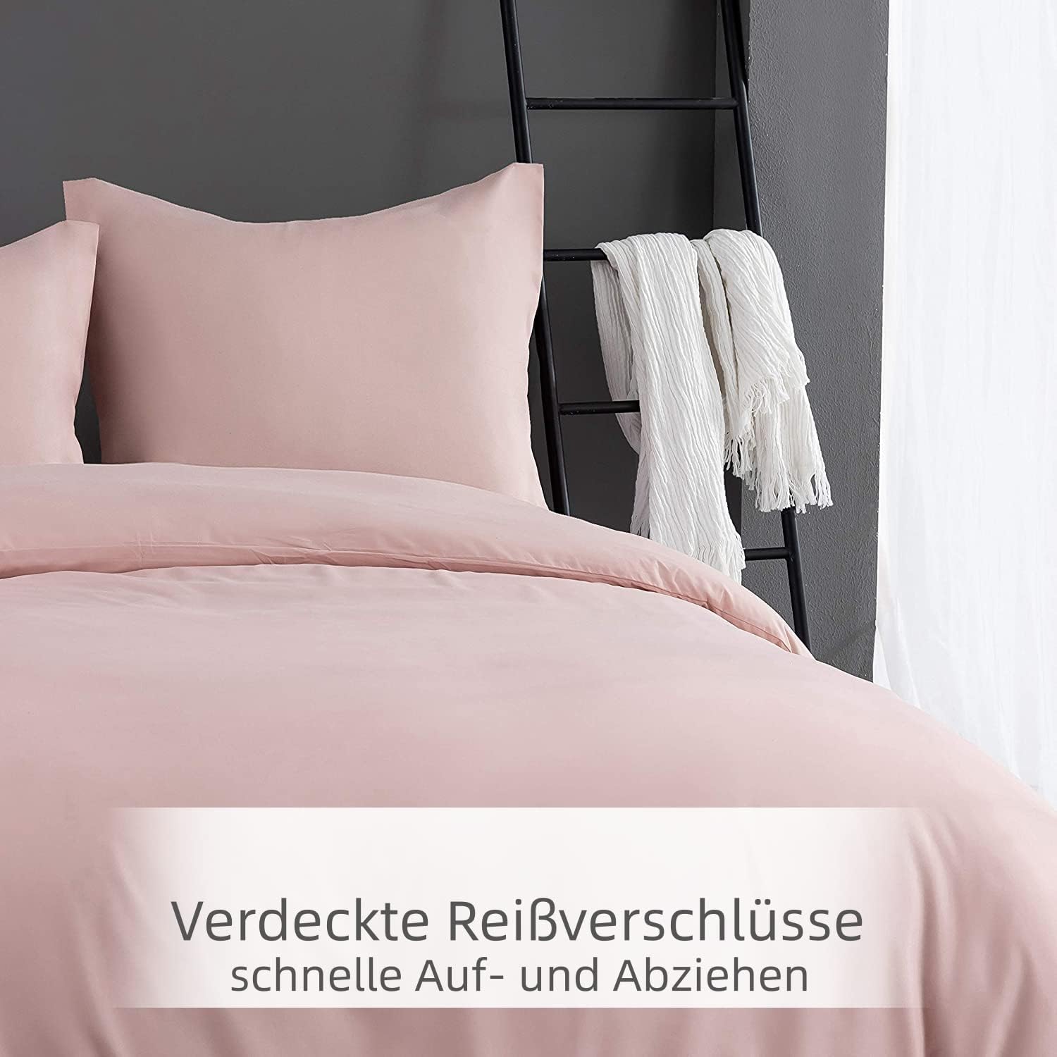 Bed linen brushed Microfiber 1 duvet cover 200x200cm + 2 pillowcase 80x80cm with zipper Pink 3