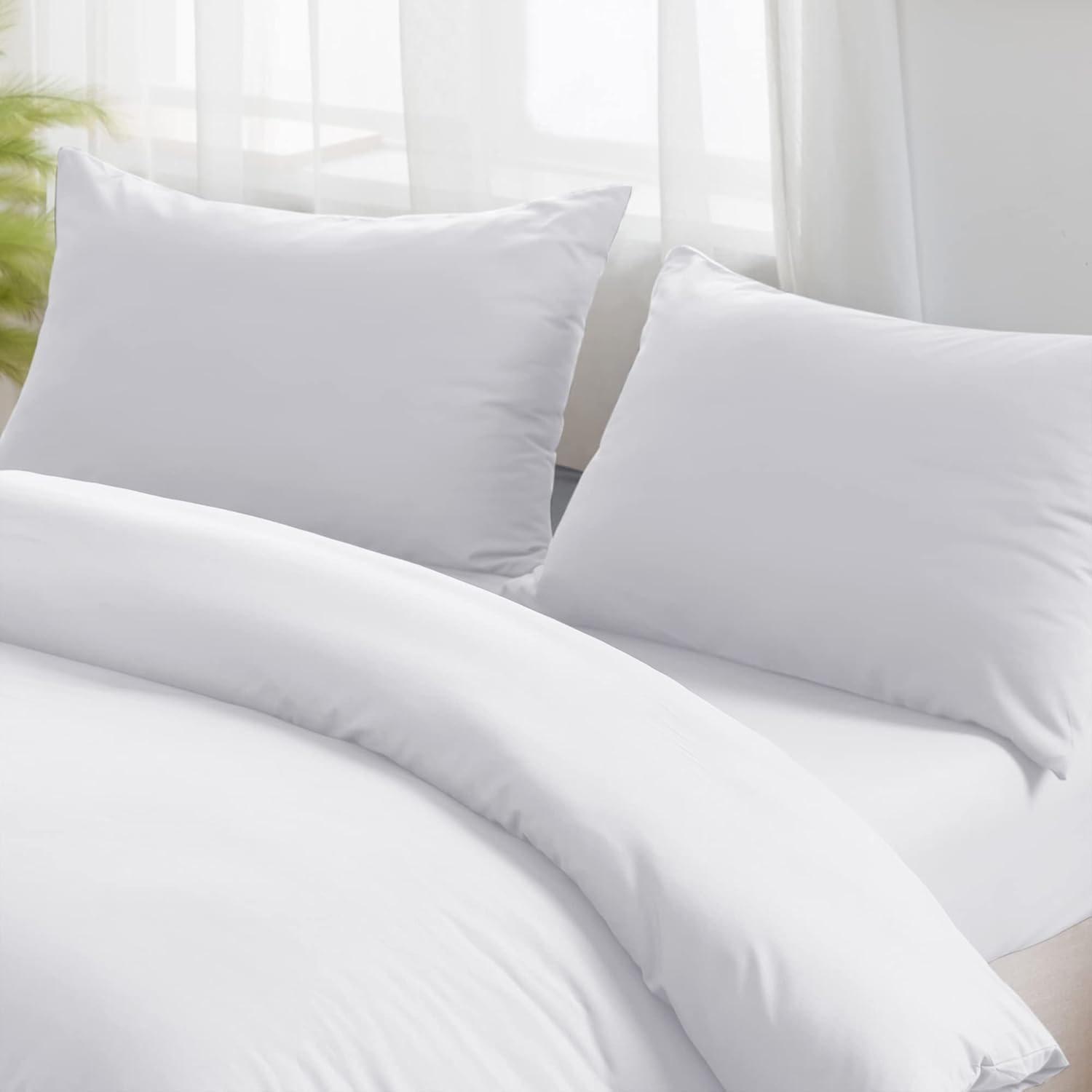 16 Colors Sets of Duvet Covers 200x200 cm Double Zipper 3 Pieces Brushed Microfiber 100 Thread/cm² + 2 Pillowcases 65x65 cm White Adult Bedding Set 2 Person 8