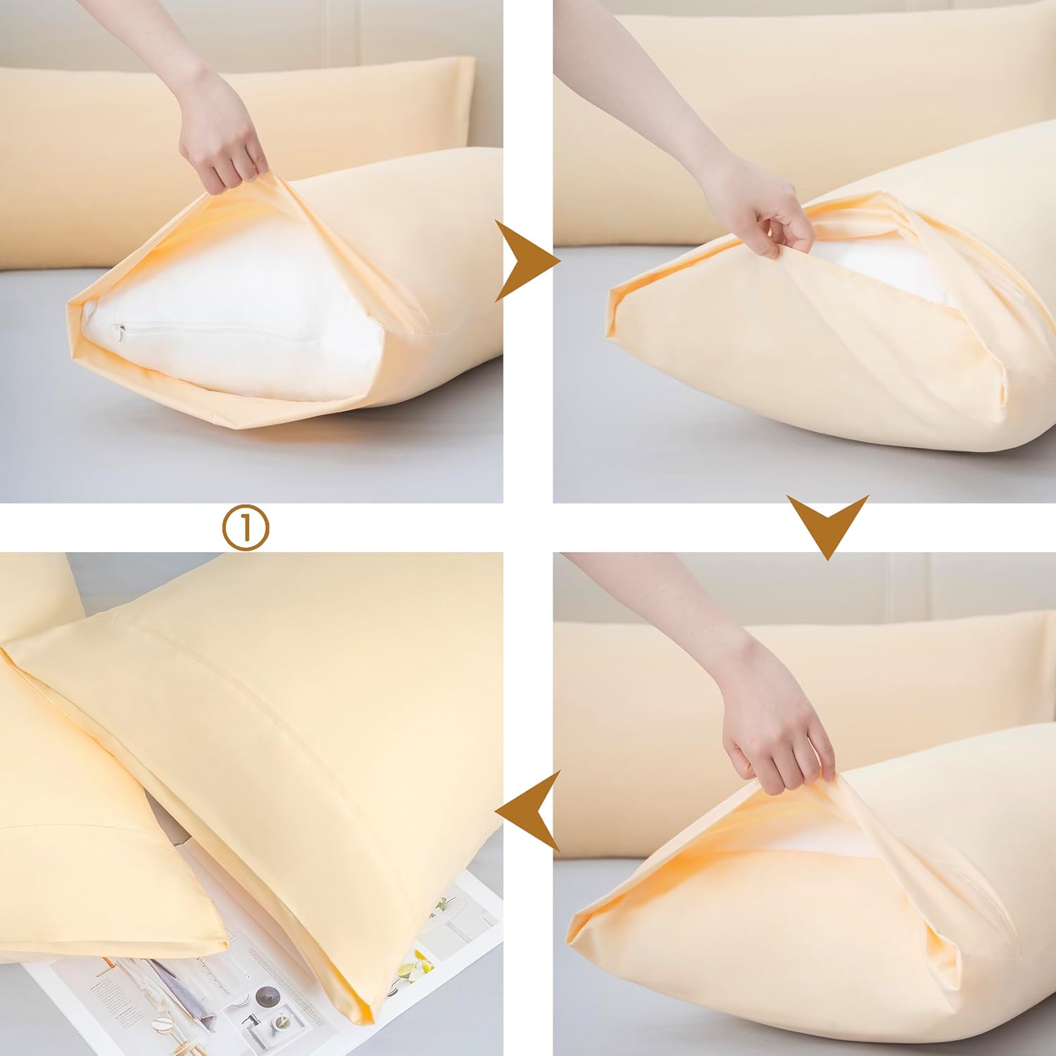 AYSW Taies d'oreiller Taille Standard Lot de 2 Pièces Fermeture Enveloppe 1800 Double Microfibre Brossée Douce et Confortable Taie d'oreiller Jaune 20x26 inches Résistante aux plis et à la décoloration Respirante Décoration de vacances 5
