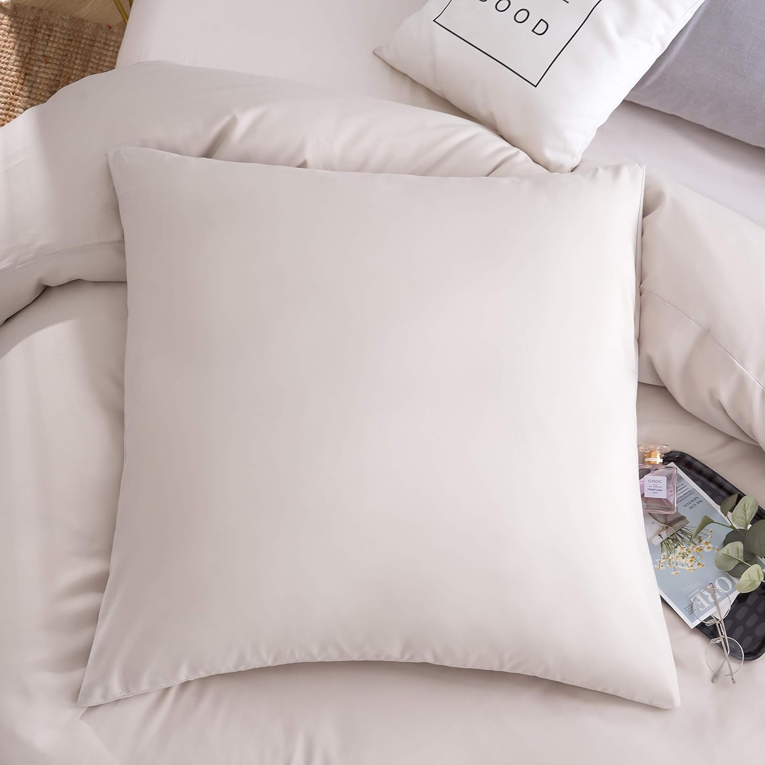 Bed linen brushed Microfiber 1 duvet cover 135x200cm + 1 pillowcase 80x80cm with zipper Beige 7