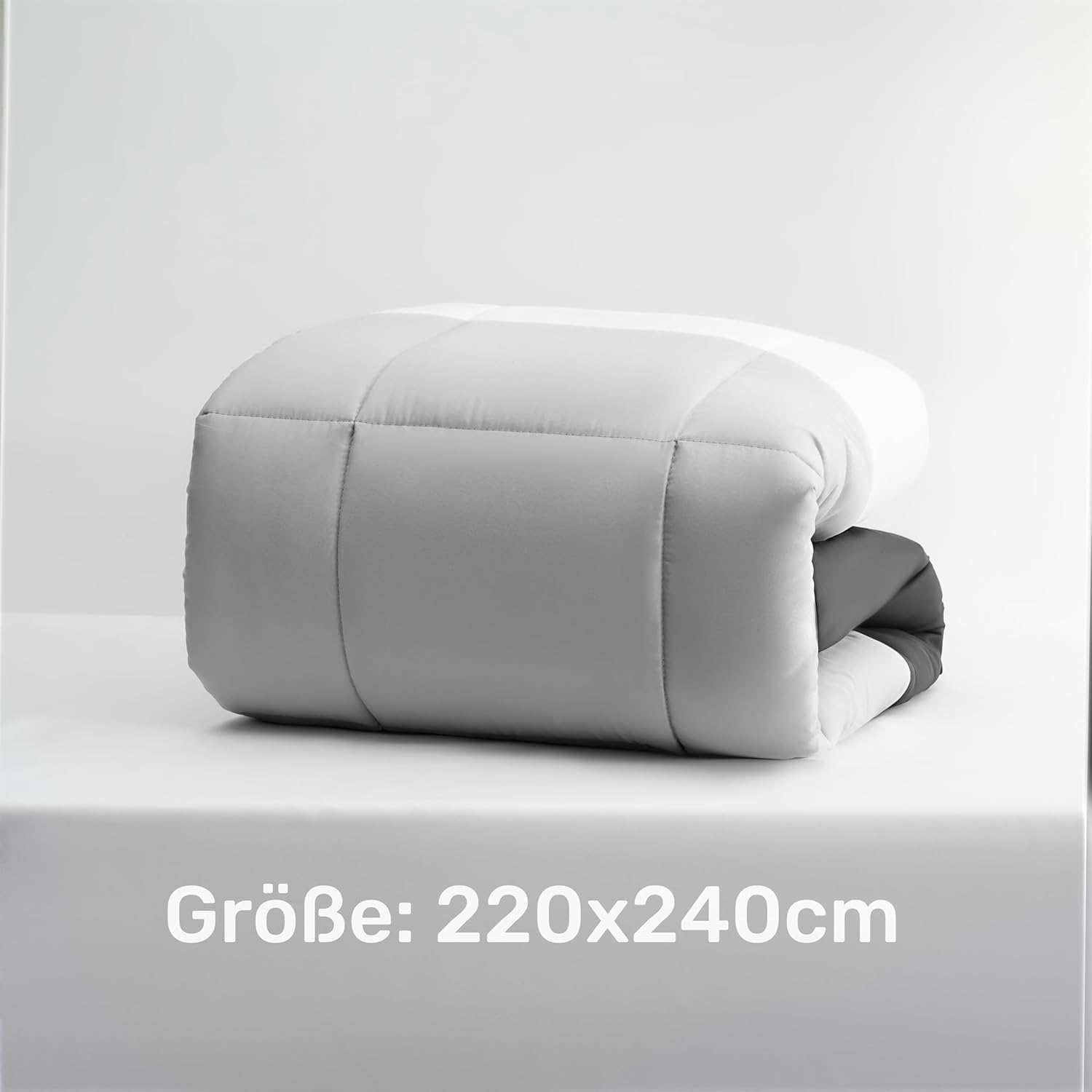 AYSW Duvet 220x240cm, Cover made of 50% cotton Soft-quilted duvet, Microfiber quilted duvet with filling weight approx. 2000g, All-season duvet, Pink/grey 9
