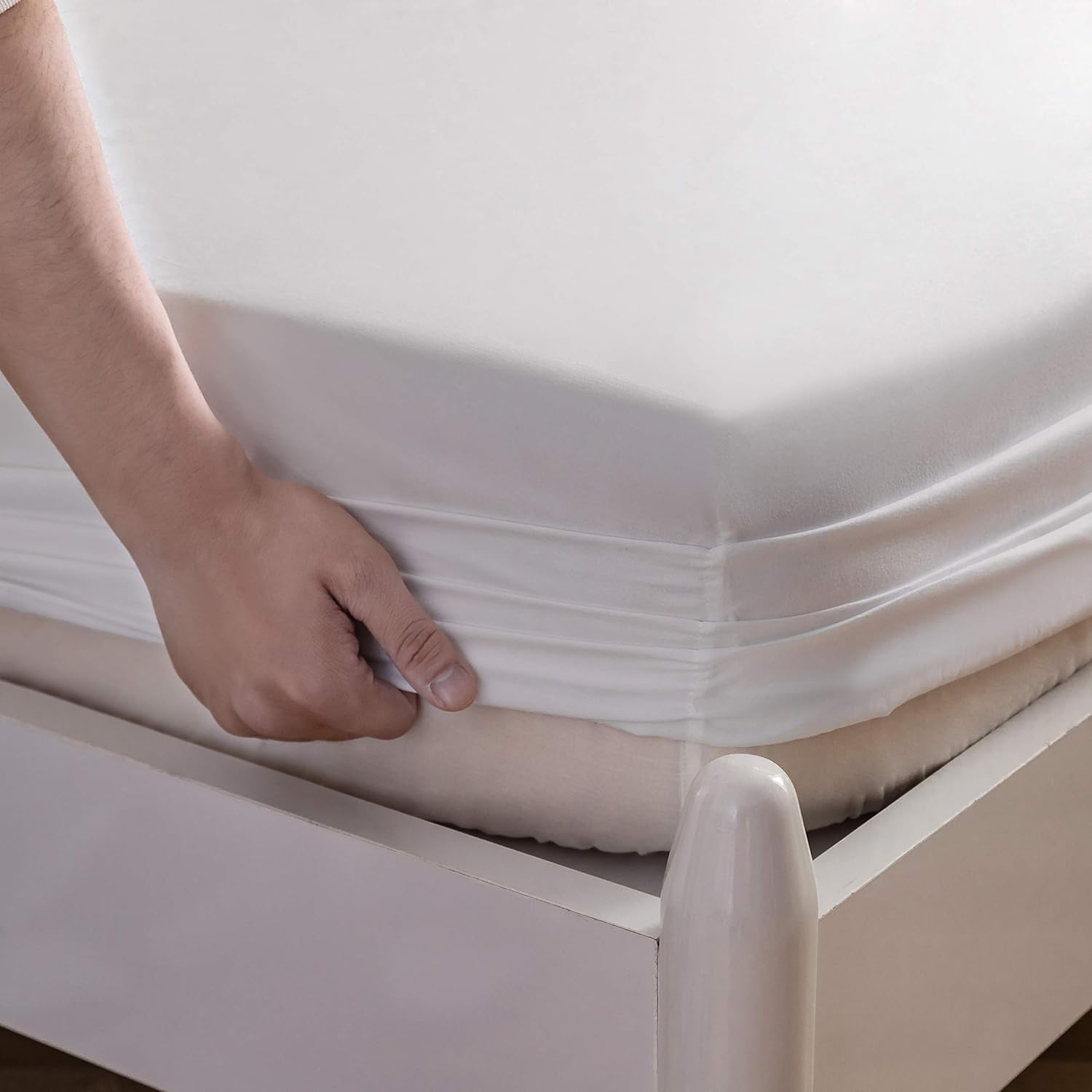 AYSW Fitted Sheet 180x200cm with 30cm Pocket White Fitted Sheet 100 GSM in High Quality Microfiber 100% Polyester Soft, Resistant, Wrinkle-Resistant 4