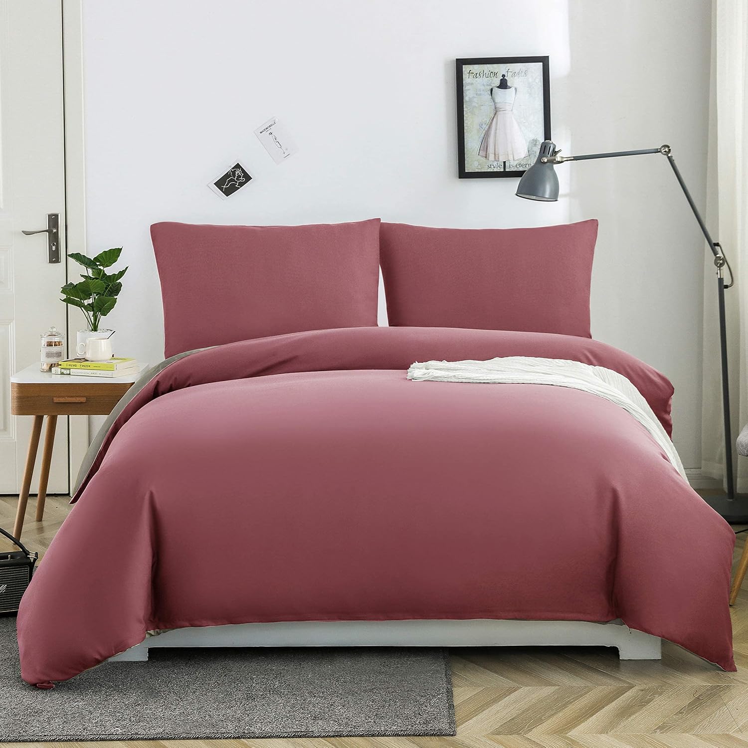Bed linen brushed Microfiber 1 duvet cover 135X200cm + 1 pillowcase 80x80cm with zipper Purple 9