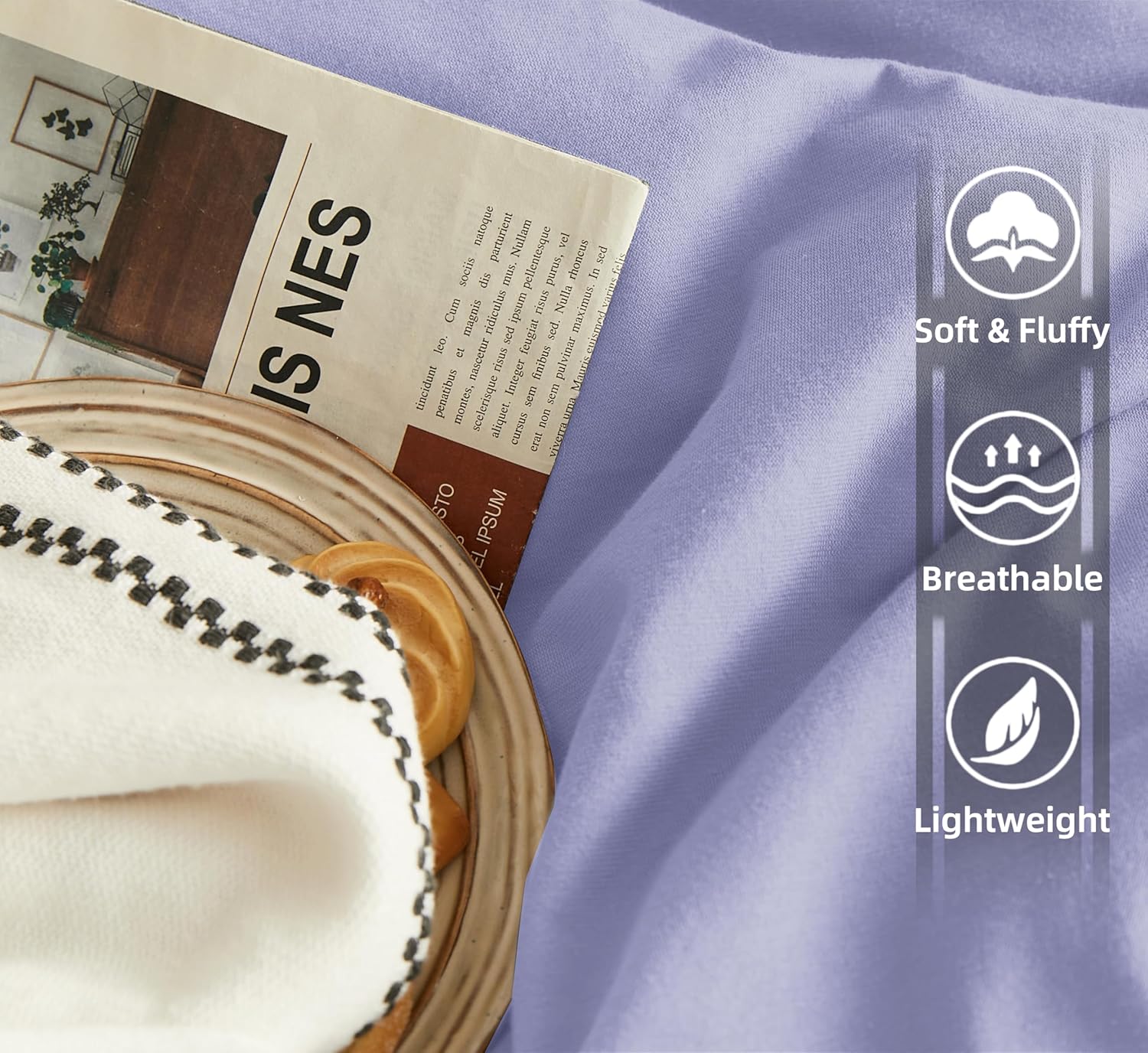 Bed linen brushed Microfiber 1 duvet cover 135X200cm + 1 pillowcase 80x80cm with zipper Purple 3