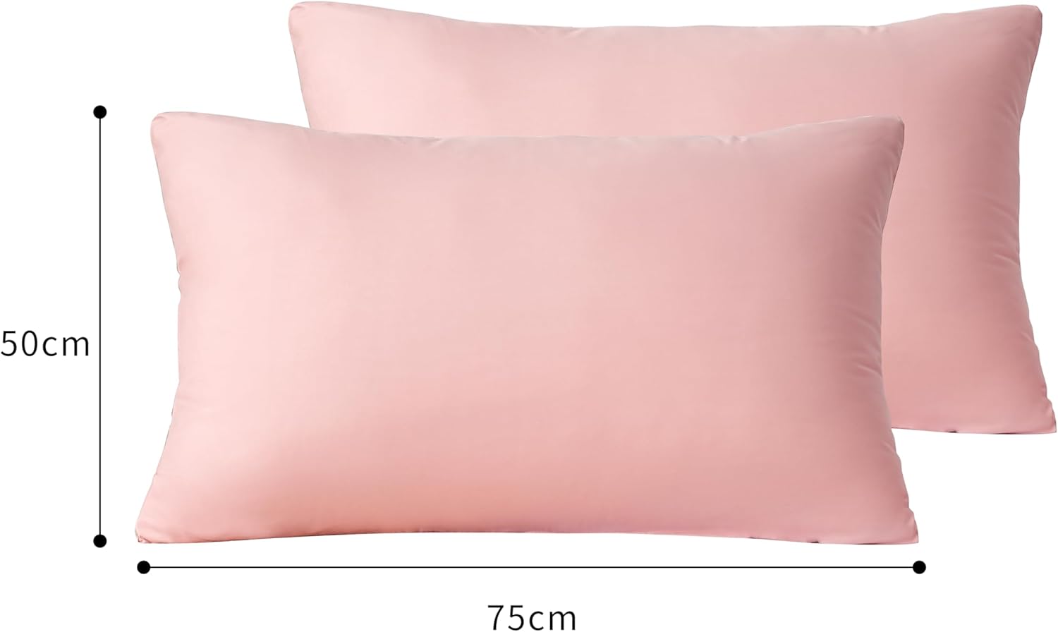 Warm 2 x Zippered Housewife Pillowcases Brushed Microfiber Bedroom (50X75) CM Pillowcase Covers Pink 2