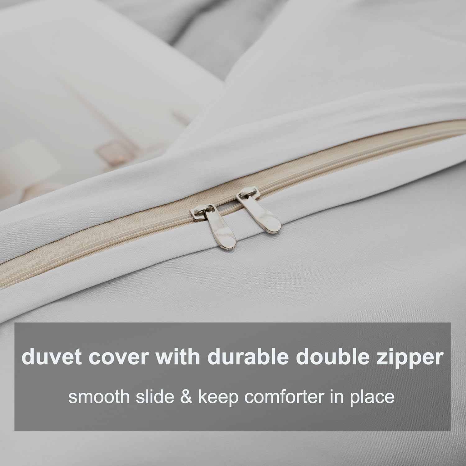 AYSW Bedding Double Duvet Cover Set Bedding 1 Duvet Cover with 2 Zippers and 2 Pillowcases Plain Brushed Microfiber White 5