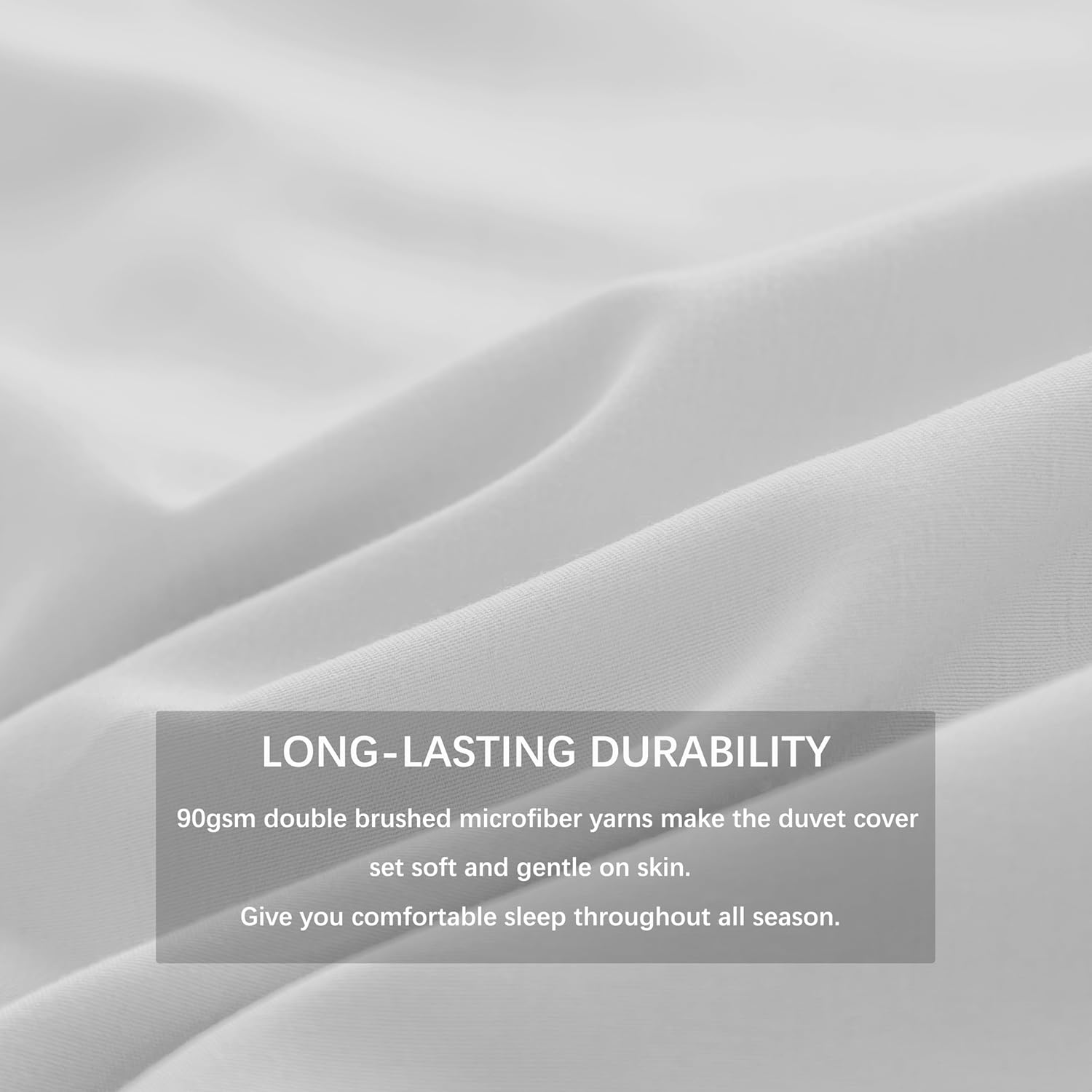 AYSW Bedding Double Duvet Cover Set Bedding 1 Duvet Cover with 2 Zippers and 2 Pillowcases Plain Brushed Microfiber White 3