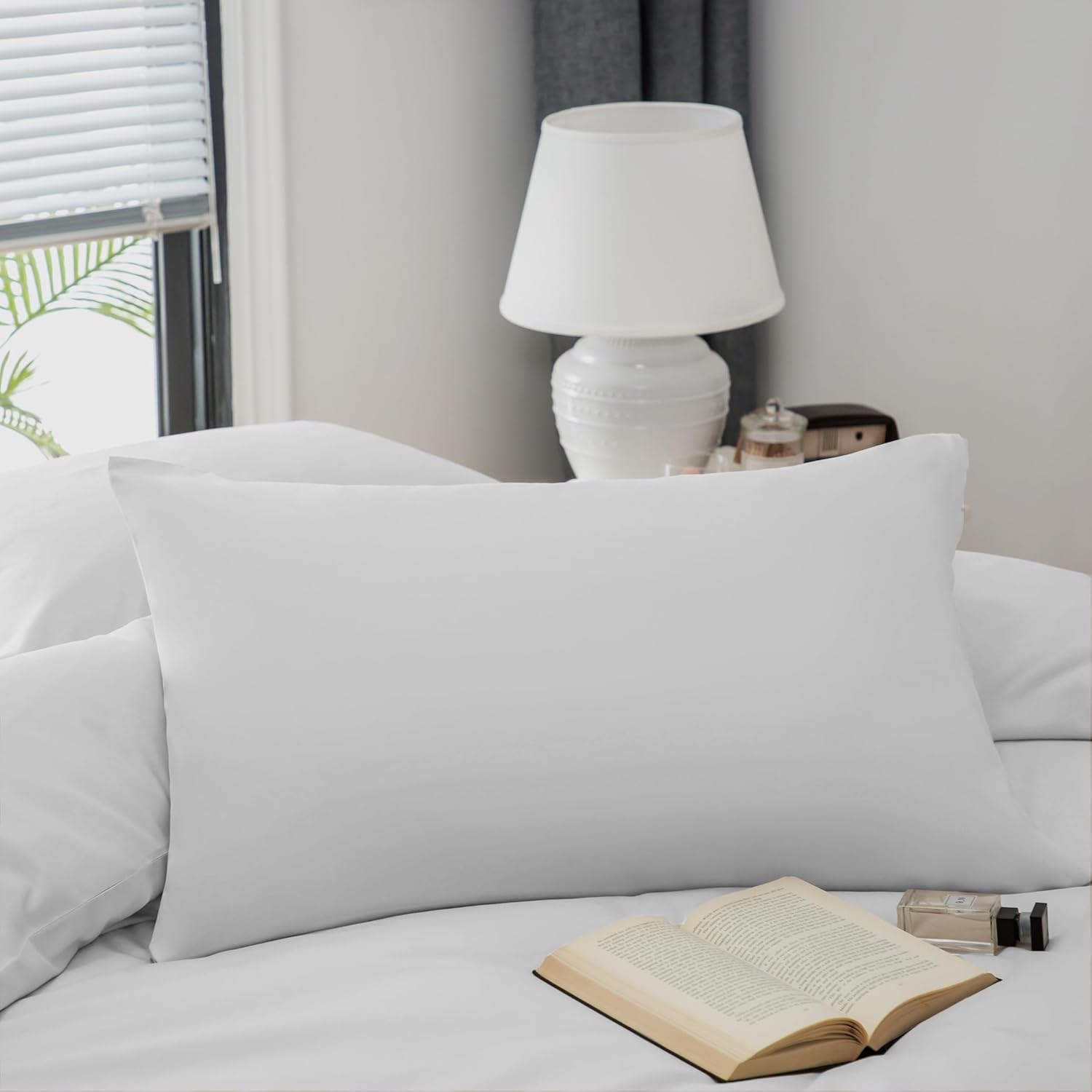 AYSW Bedding Double Duvet Cover Set Bedding 1 Duvet Cover with 2 Zippers and 2 Pillowcases Plain Brushed Microfiber White 7