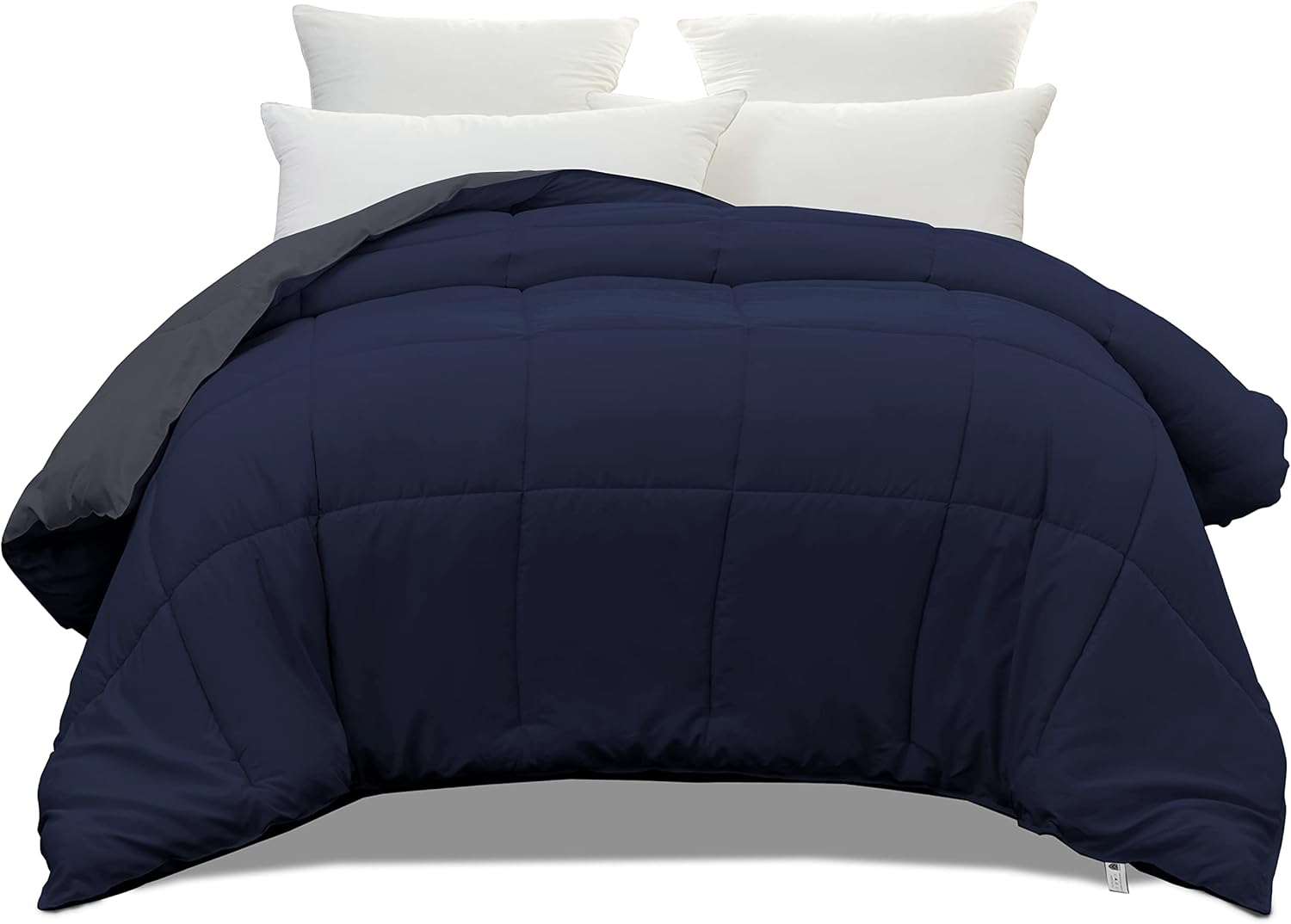 AYSW Bettdecke Zweifarbig Warm im Winter 450g/m² Dick 220x240cm Hypoallergen Zweifarbig Dunkelblau + Dunkelgrau Reversible Bettdecke 2 Personen Bettdecke 9