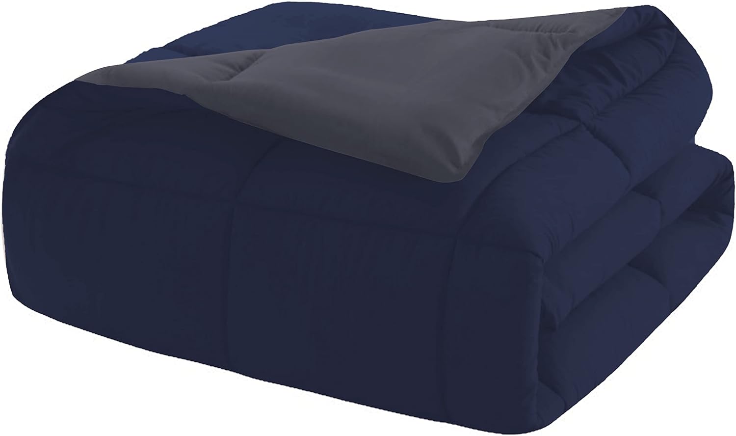 AYSW Bettdecke Zweifarbig Warm im Winter 450g/m² Dick 220x240cm Hypoallergen Zweifarbig Dunkelblau + Dunkelgrau Reversible Bettdecke 2 Personen Bettdecke 10