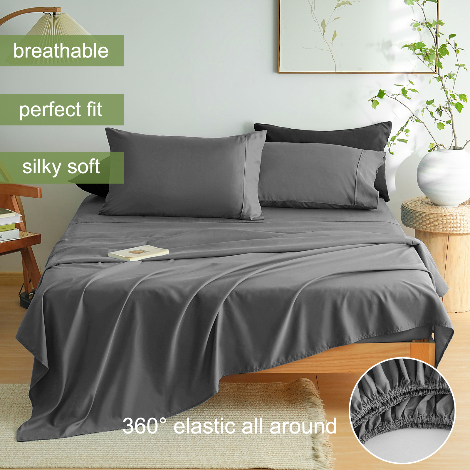 AYSW Bed Sheet Set 3/4/6 Pieces Double Brushed Microfiber 1800 - Breathable All Season Luxury Soft Bedding - Twin/Full/Queen/King/Cal King Various Colors 11