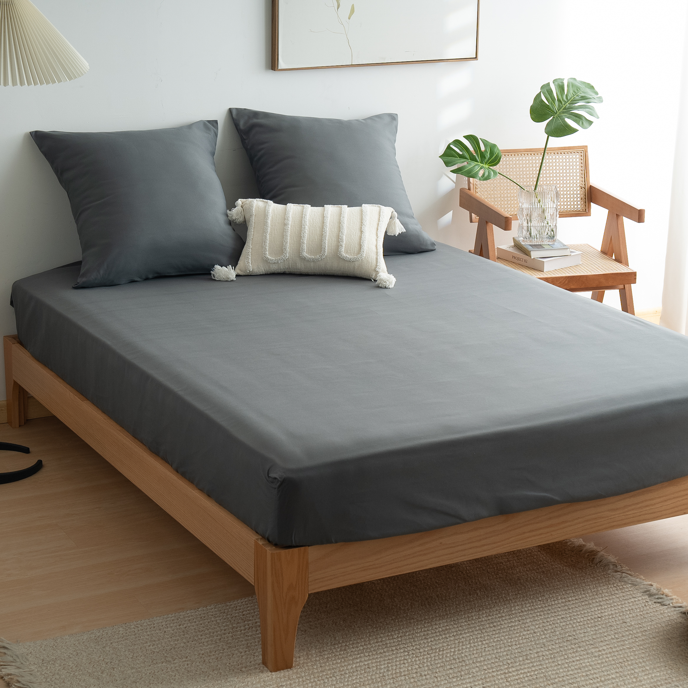 AYSW 4-Piece Bedding Set Duvet Cover 200x200/220x240/240x260 cm - Fitted Sheet 140x200/160x200/180x200 cm - 2 pillowcases 65x65cm for 2 Persons 120 Thread/cm² Microfiber Set 13