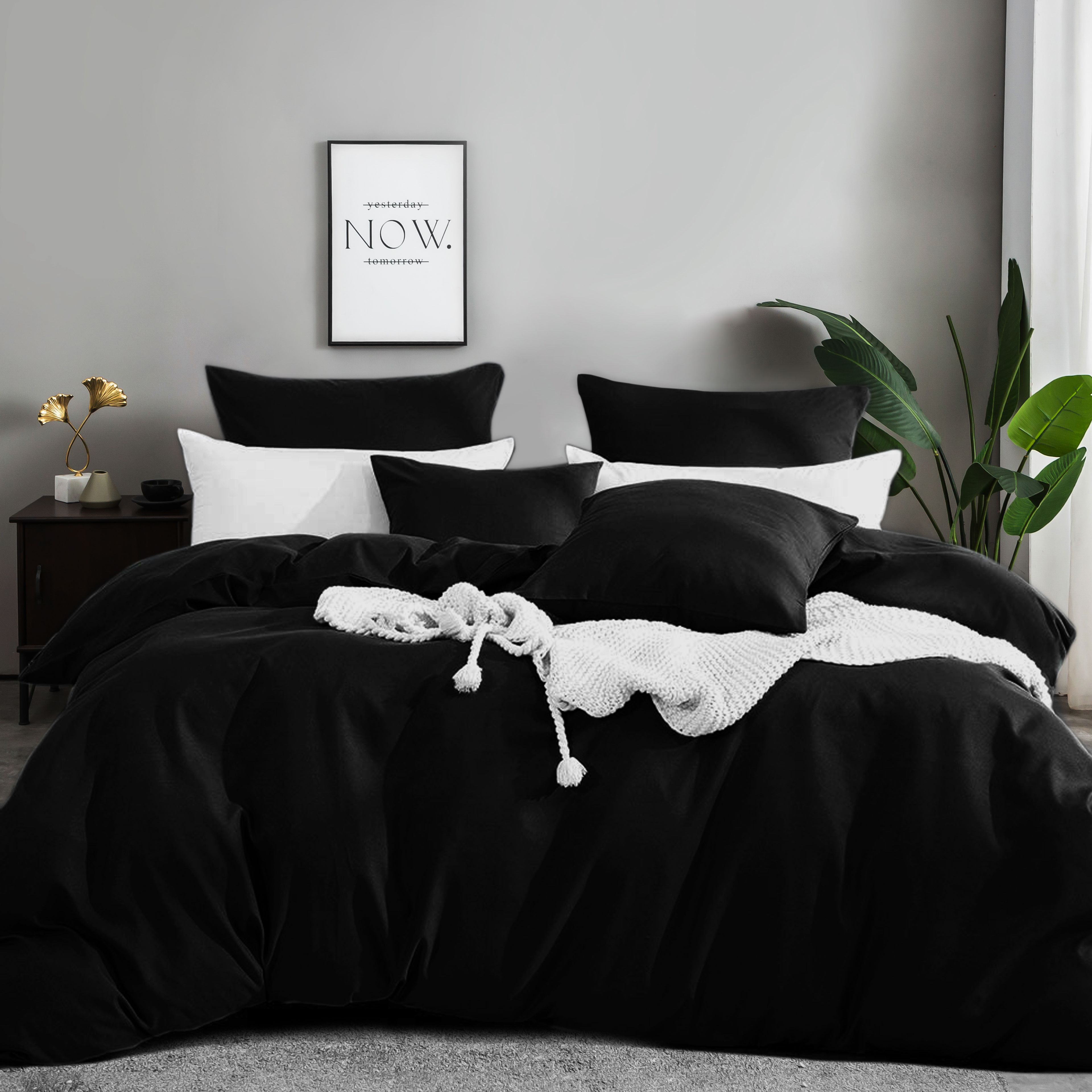 AYSW Parure de Lit 140x200/160x200/180x200 cm 4 Pièces Housse de Couette 200x200/220x240/240x260 cm + Drap Housse 140 x 200 / 160 x 200 / 180 x 200 cm avec 2 taies d'oreillers 65x65 cm 200x200/220x240/240x260 Parure 120 Fils/cm² en Microfibre 2