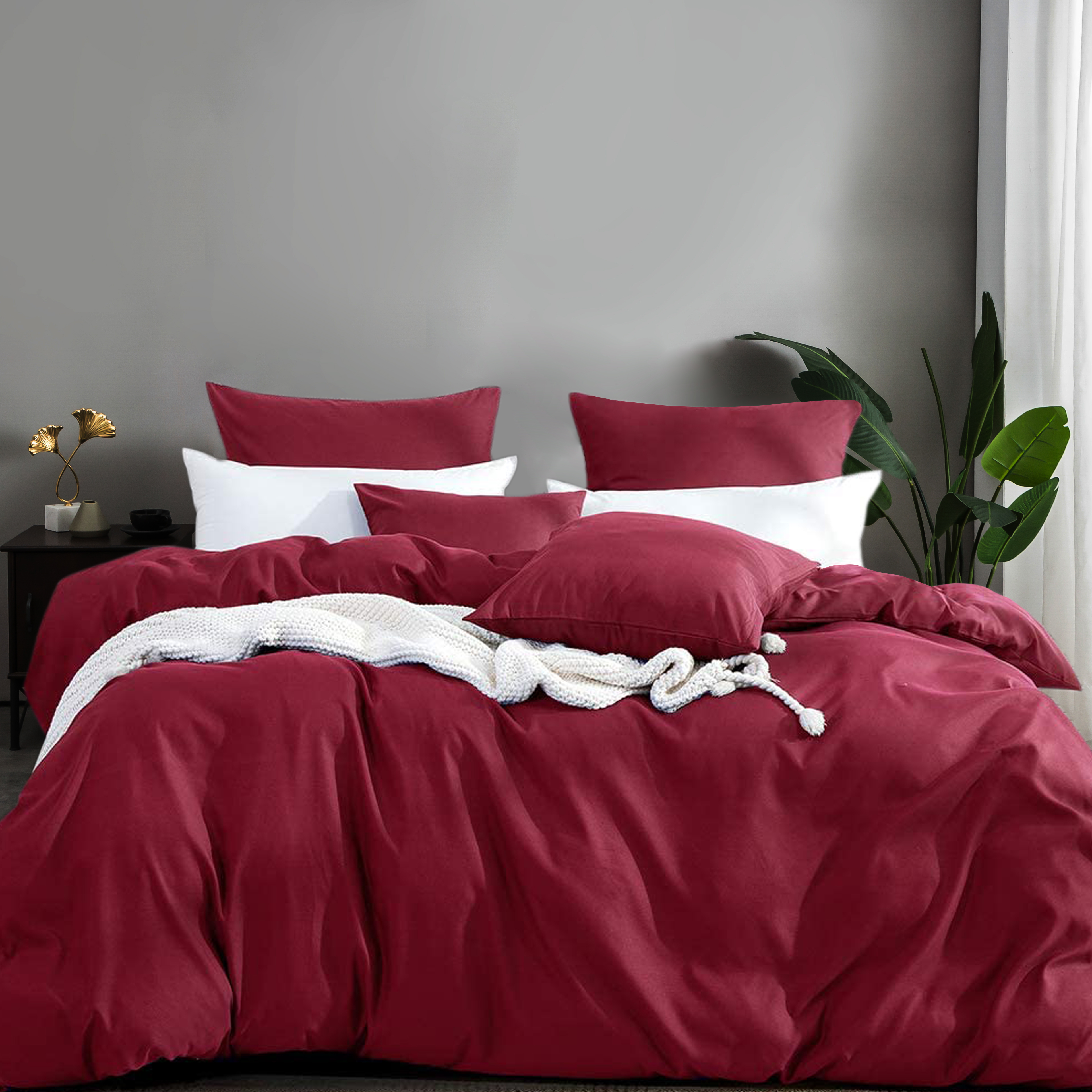 AYSW Parure de Lit 140x200/160x200/180x200 cm 4 Pièces Housse de Couette 200x200/220x240/240x260 cm + Drap Housse 140 x 200 / 160 x 200 / 180 x 200 cm avec 2 taies d'oreillers 65x65 cm 200x200/220x240/240x260 Parure 120 Fils/cm² en Microfibre 3
