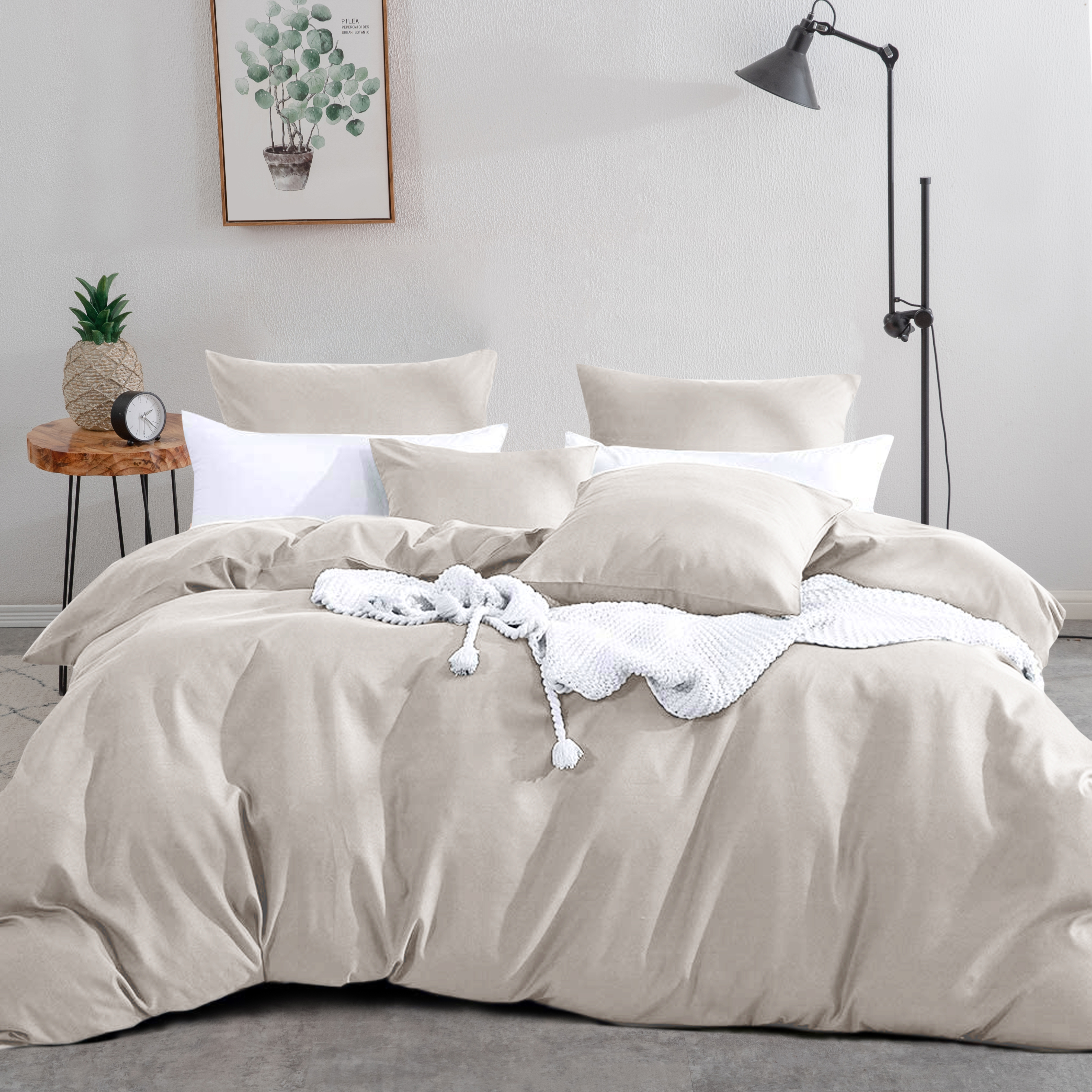AYSW Parure de Lit 140x200/160x200/180x200 cm 4 Pièces Housse de Couette 200x200/220x240/240x260 cm + Drap Housse 140 x 200 / 160 x 200 / 180 x 200 cm avec 2 taies d'oreillers 65x65 cm 200x200/220x240/240x260 Parure 120 Fils/cm² en Microfibre 4