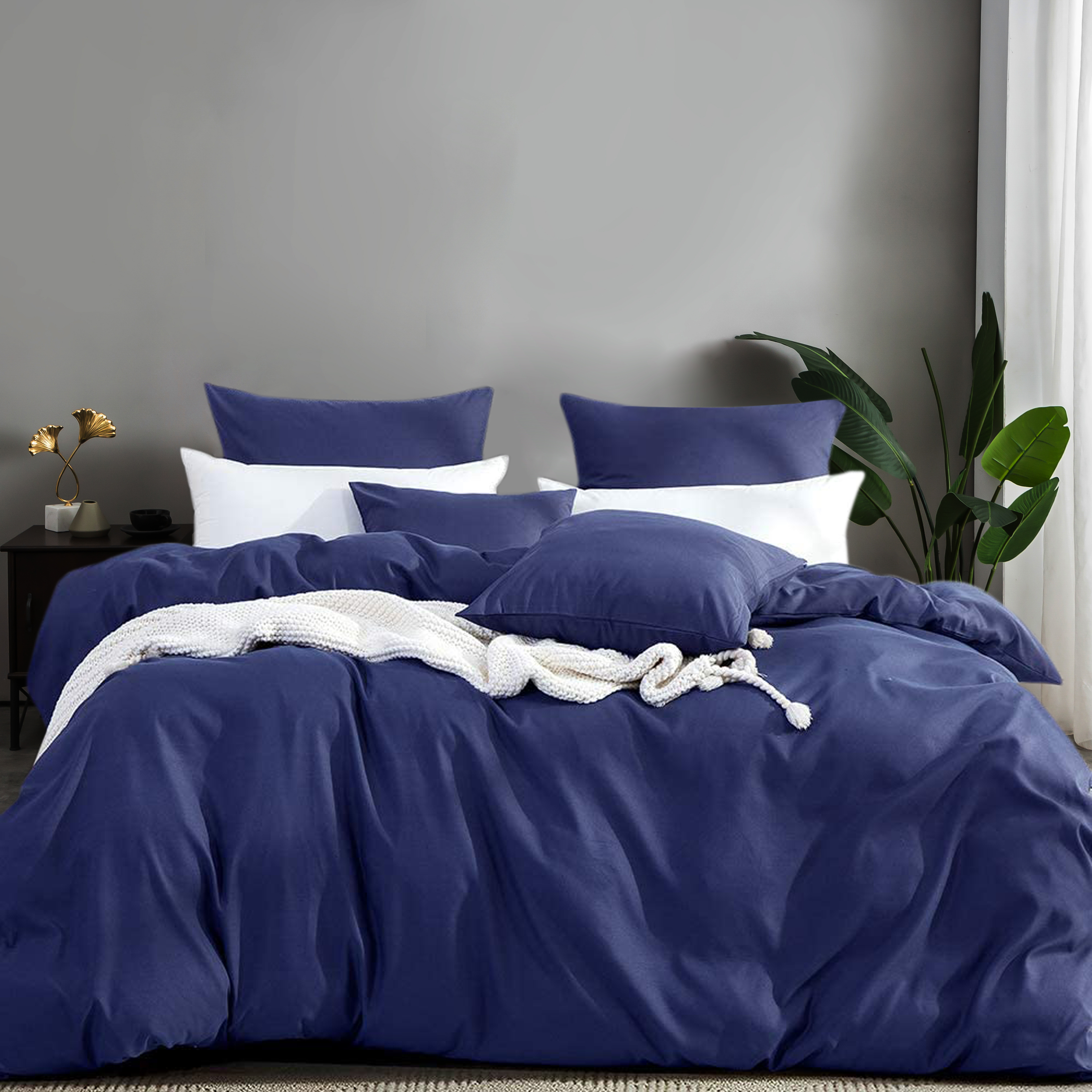 AYSW Parure de Lit 140x200/160x200/180x200 cm 4 Pièces Housse de Couette 200x200/220x240/240x260 cm + Drap Housse 140 x 200 / 160 x 200 / 180 x 200 cm avec 2 taies d'oreillers 65x65 cm 200x200/220x240/240x260 Parure 120 Fils/cm² en Microfibre 5