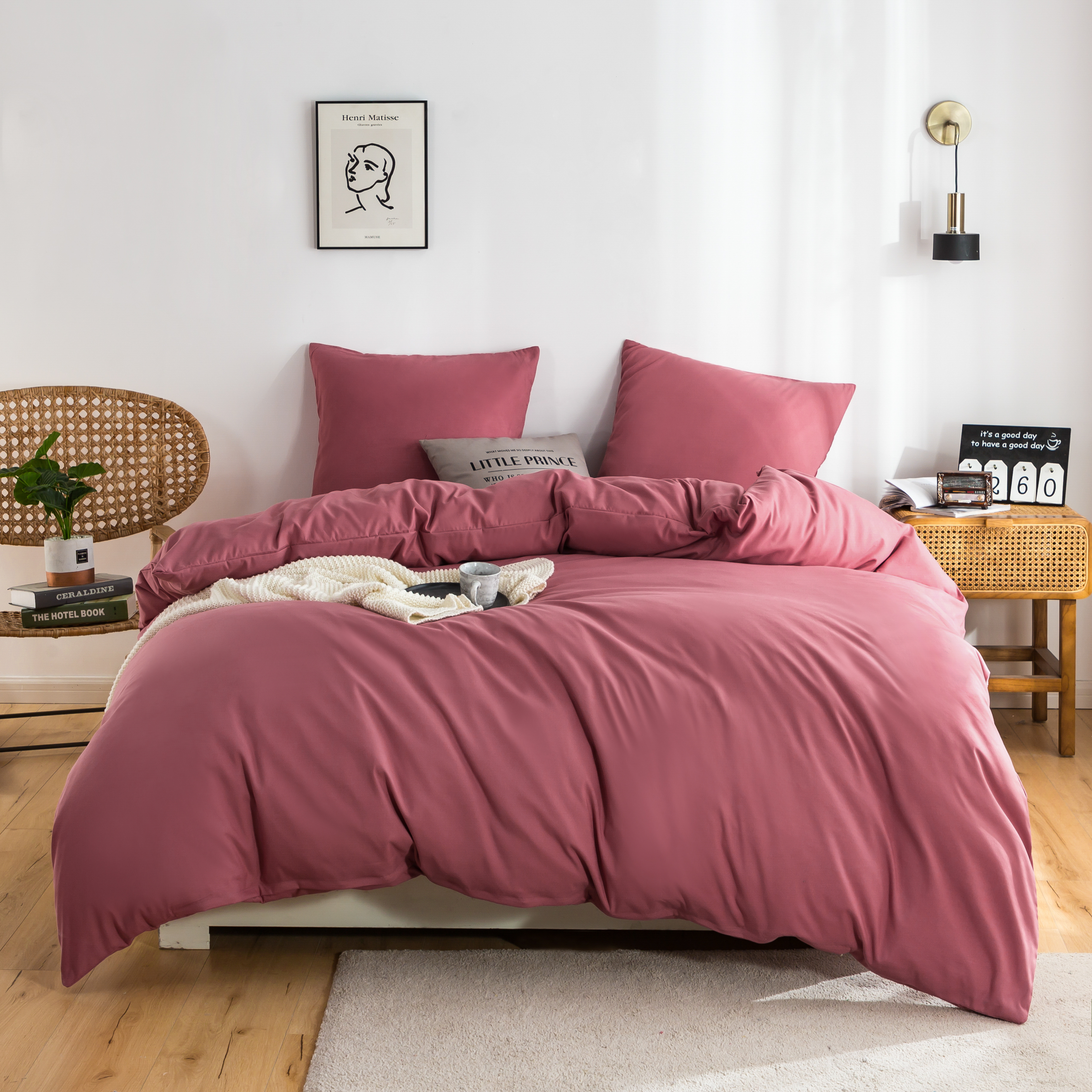 AYSW Parure De Lit 200x200/220x240/240x260 4 Pièces en Microfibre Drap Housse 140x200/160x200/180x200 cm 2 Personne 2 Taie d'oreiller 65x65 Haute Qualité Sets de Housses de Couettes Moderne 6