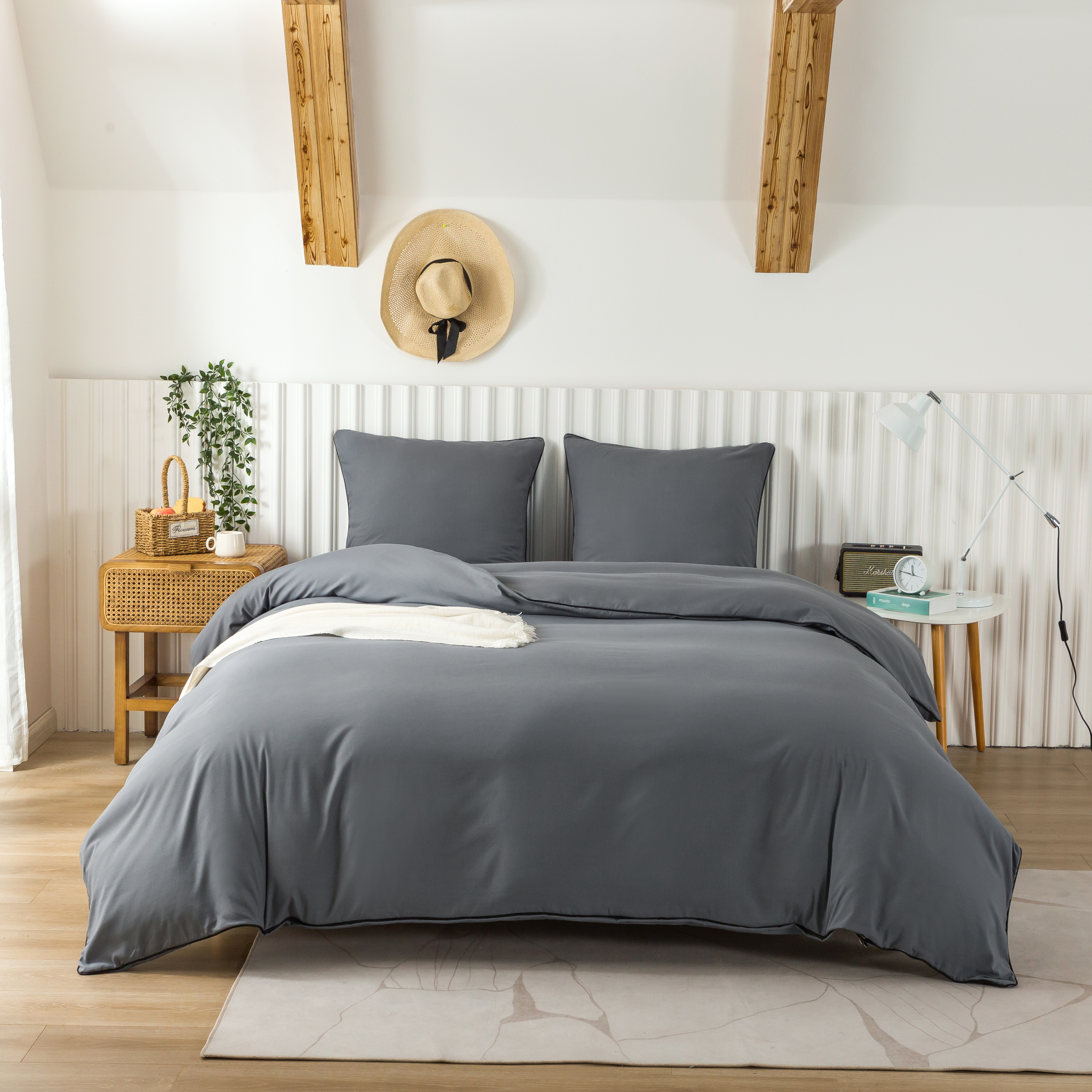 AYSW Parure De Lit 200x200/220x240/240x260 4 Pièces en Microfibre Drap Housse 140x200/160x200/180x200 cm 2 Personne 2 Taie d'oreiller 65x65 Haute Qualité Sets de Housses de Couettes Moderne 8
