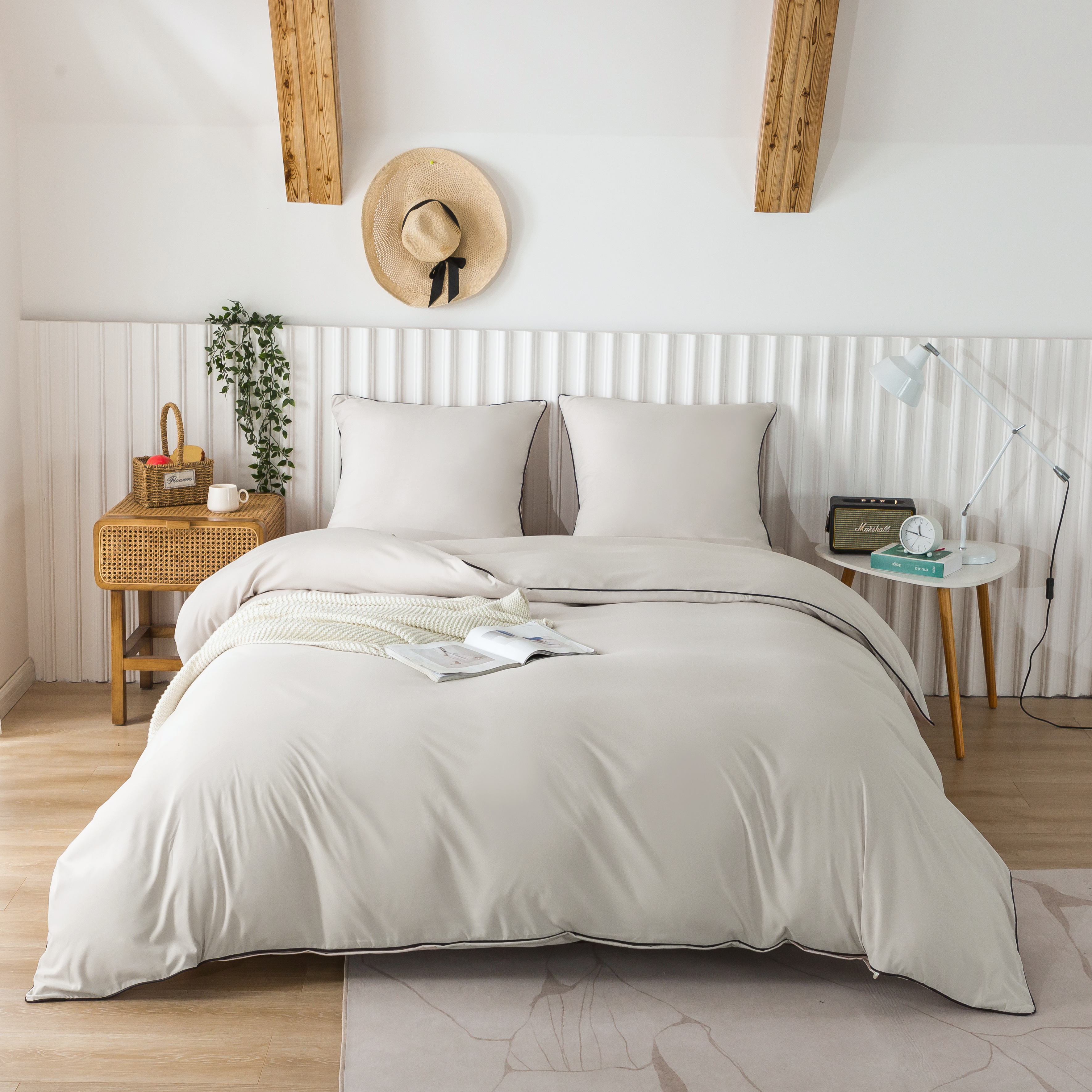 AYSW Parure De Lit 200x200/220x240/240x260 4 Pièces en Microfibre Drap Housse 140x200/160x200/180x200 cm 2 Personne 2 Taie d'oreiller 65x65 Haute Qualité Sets de Housses de Couettes Moderne 9