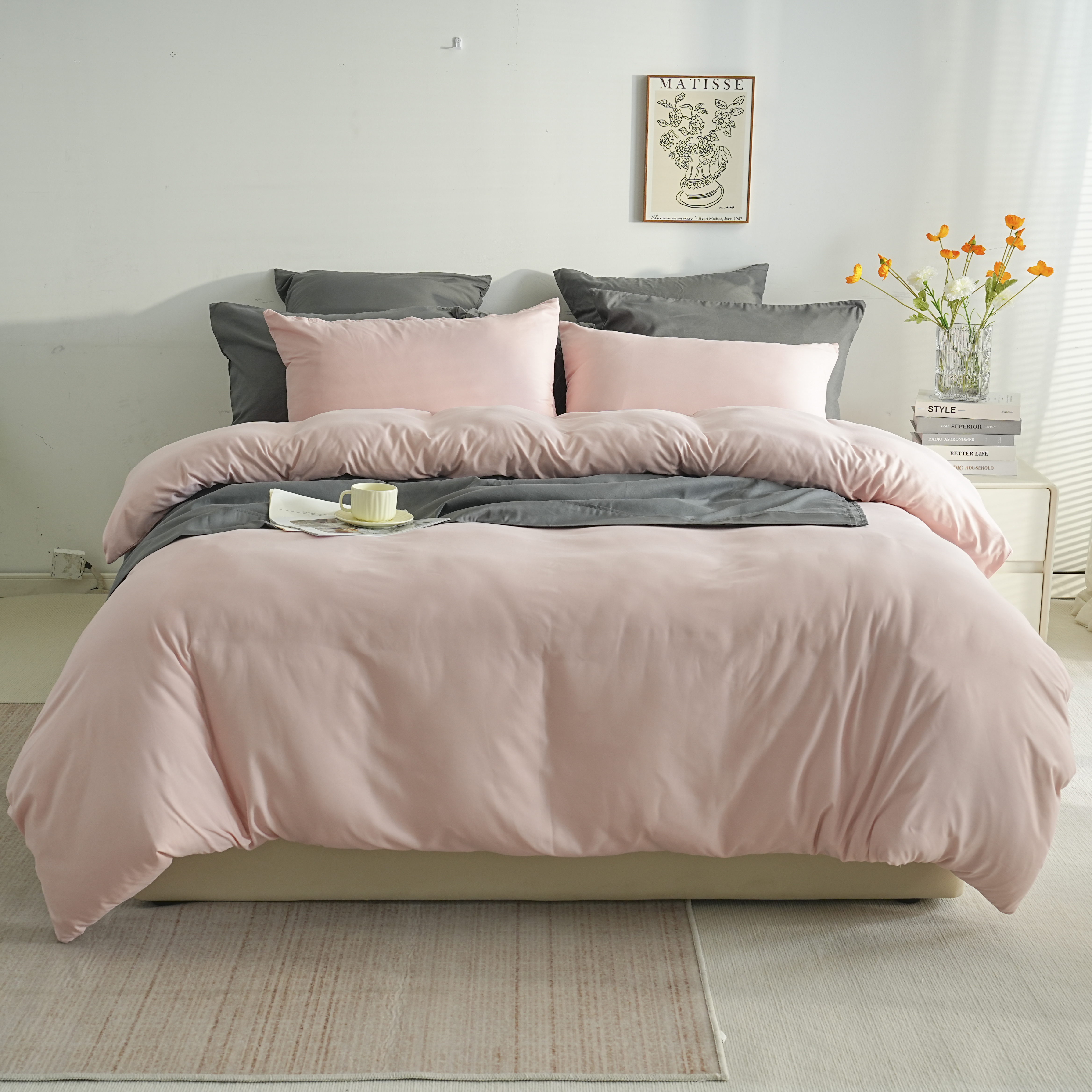 AYSW Sets de Housses de Couettes 200x200/220x240/240x260 cm Double Fermeture Éclair 2 / 3 Pièces Microfibre Brossée 100 Fils/cm² + 2 Taies d'oreiller 65x65 cm Parure de Lit Adulte 1 / 2 Personnes 2