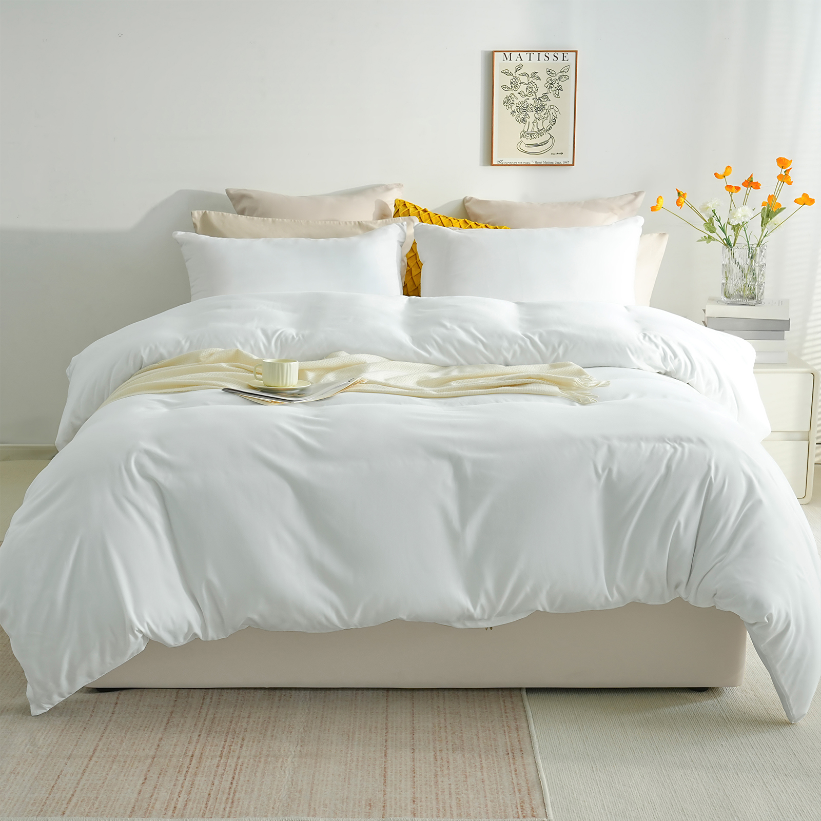 AYSW Sets de Housses de Couettes 200x200/220x240/240x260 cm Double Fermeture Éclair 2 / 3 Pièces Microfibre Brossée 100 Fils/cm² + 2 Taies d'oreiller 65x65 cm Parure de Lit Adulte 1 / 2 Personnes 5