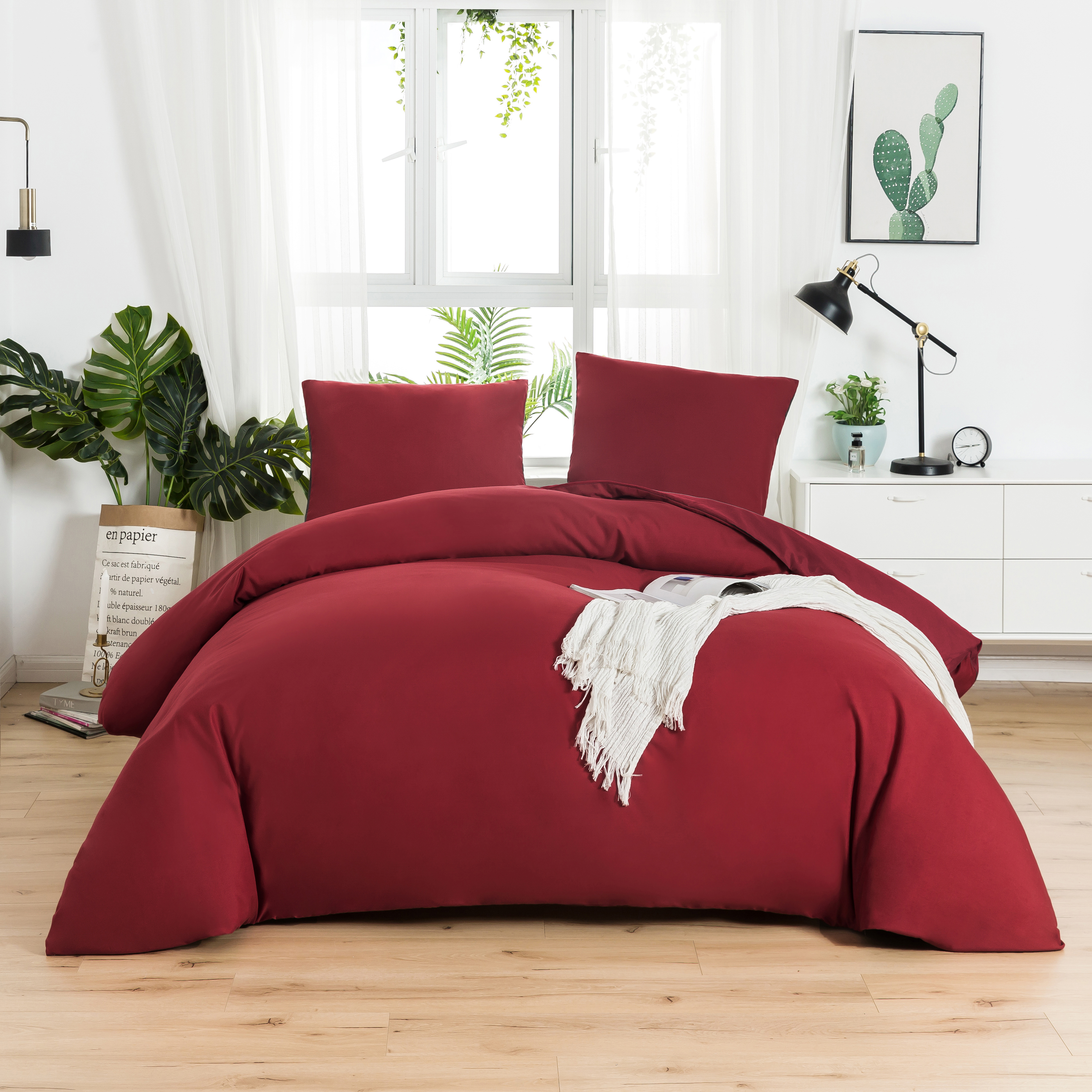AYSW Sets de Housses de Couettes 200x200/220x240/240x260 cm Double Fermeture Éclair 2 / 3 Pièces Microfibre Brossée 100 Fils/cm² + 2 Taies d'oreiller 65x65 cm Parure de Lit Adulte 1 / 2 Personnes 7