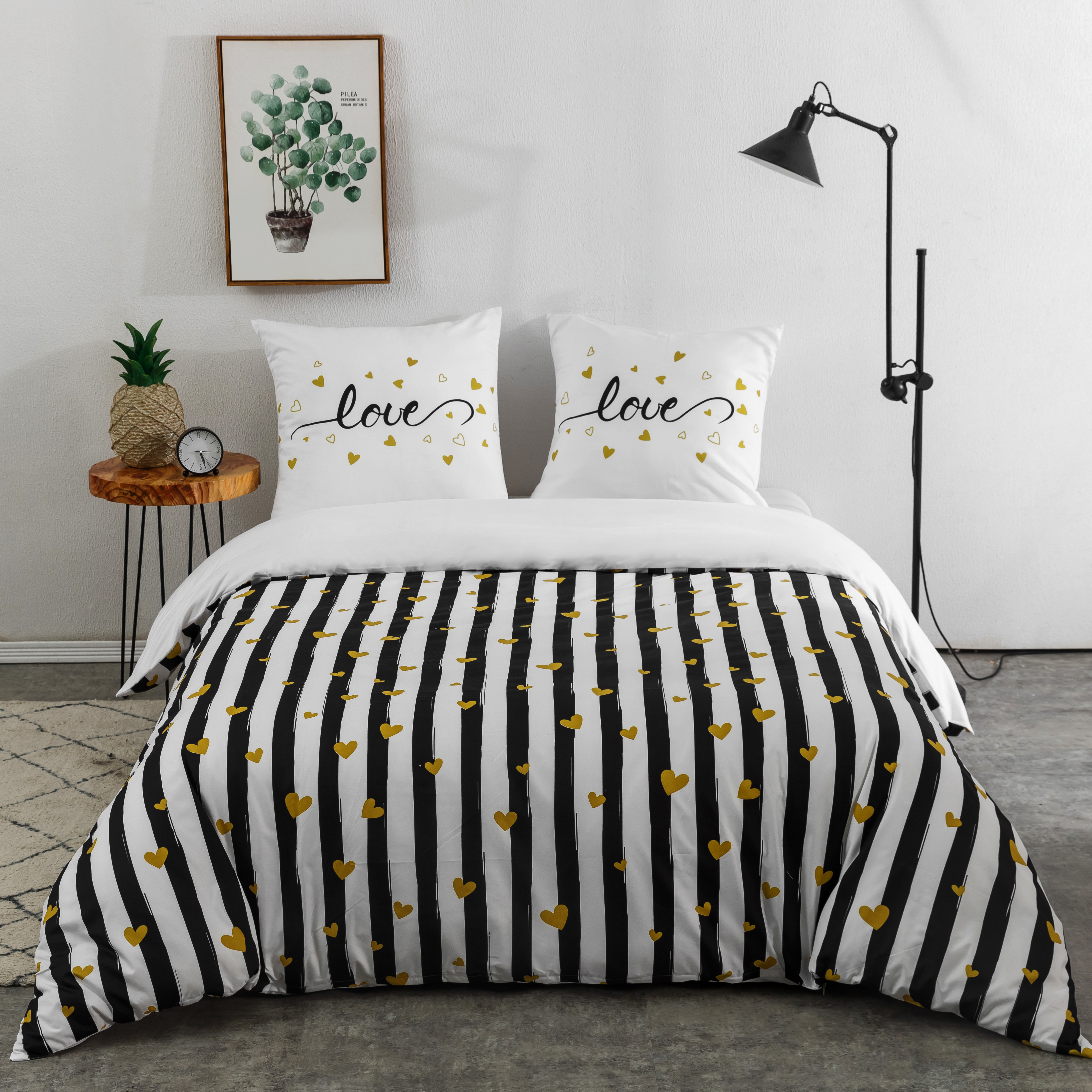 AYSW Sets de Housses de Couettes 140 x 200 / 200 x 200 / 220 x 240 / 240 x 260 cm + Taie d'oreiller 65 x 65 cm Parure de lit Imprimé Rayure Multicolore Motif Ensembles Housse de Couette 2 / 3 Pièces Fermeture Éclair 2