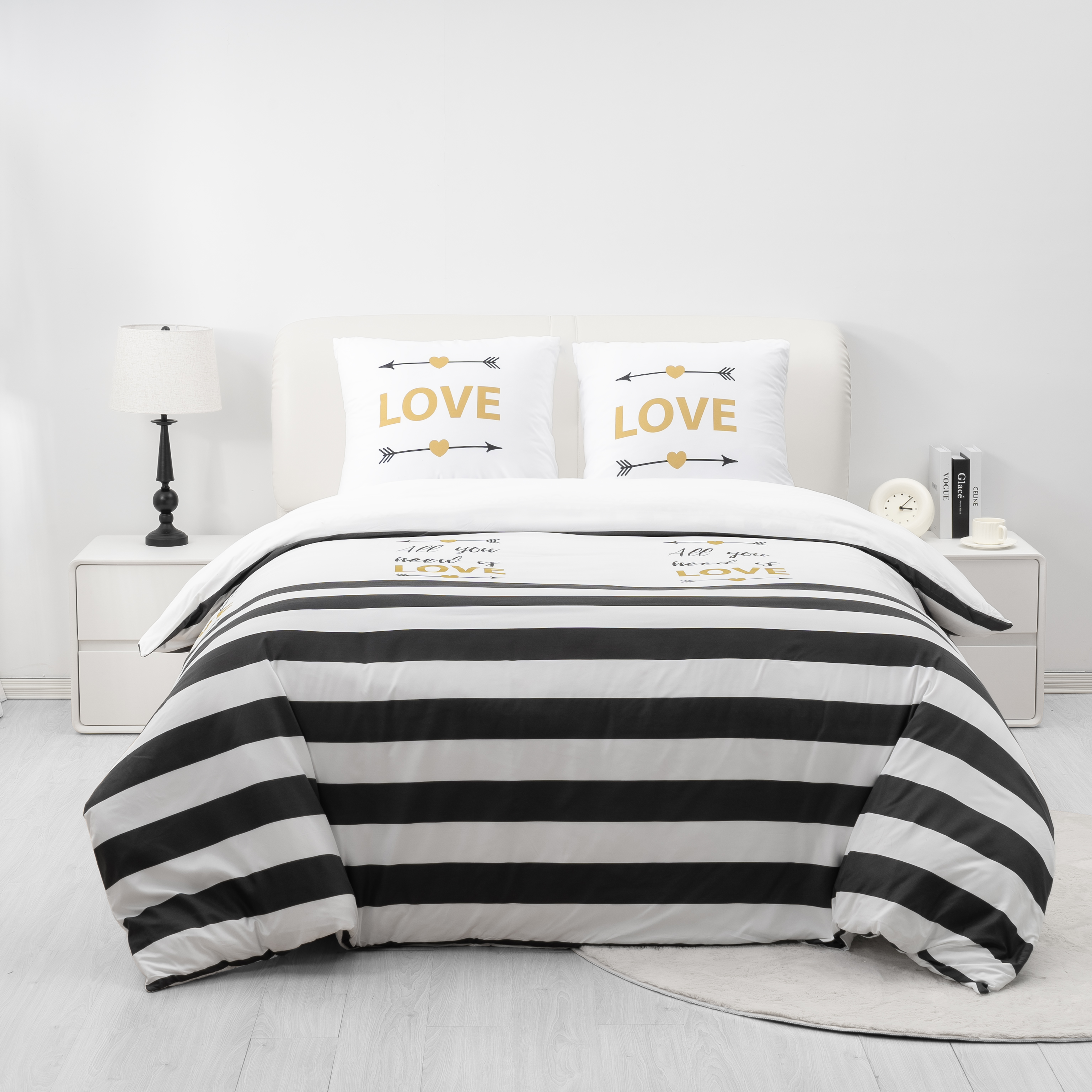 AYSW Parure de lit Imprimé Rayure Sets de Housses de Couettes 140 x 200 / 200 x 200 / 220 x 240 / 240 x 260 cm + Taie d'oreiller 65 x 65 cm Multicolore Motif Ensembles Housse de Couette 2 / 3 Pièces Fermeture Éclair 2