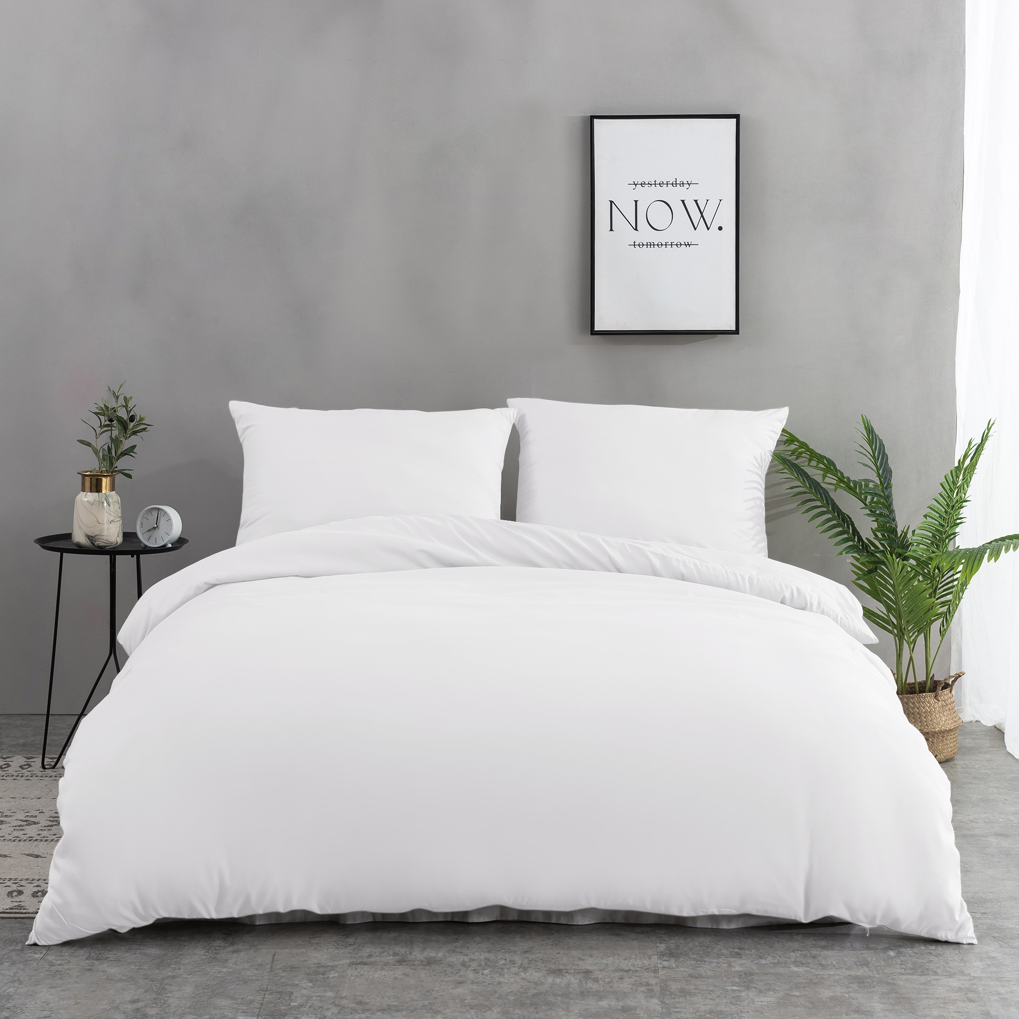 MOHAP 120 Fils/cm² Housse de Couette 200x200/220x240/240x260 cm avec Taies d'Oreiller 65x65x2cm Parure de Lit 2 Personnes avec Fermeture Éclair 2