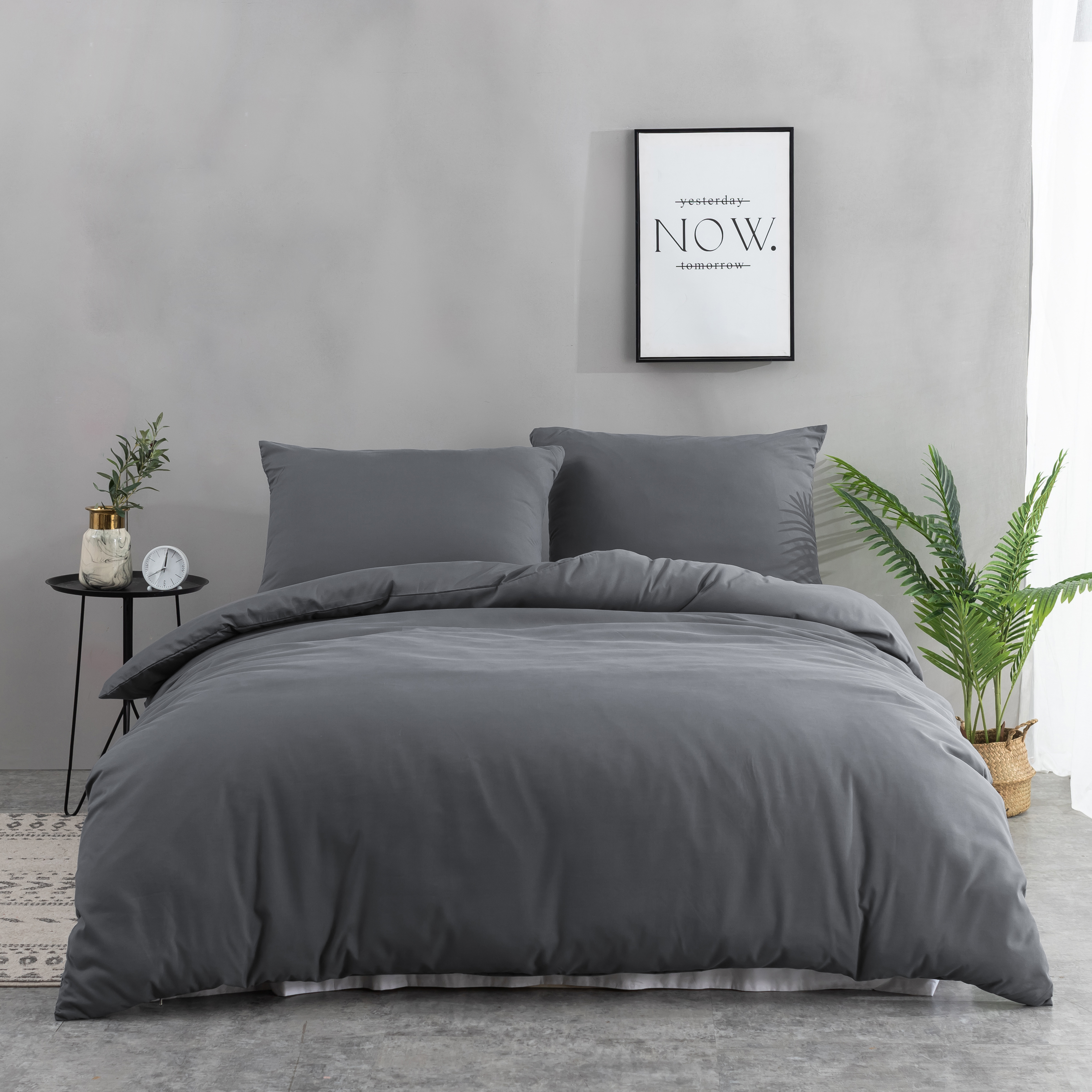 MOHAP 120 Fils/cm² Housse de Couette 200x200/220x240/240x260 cm avec Taies d'Oreiller 65x65x2cm Parure de Lit 2 Personnes avec Fermeture Éclair 3