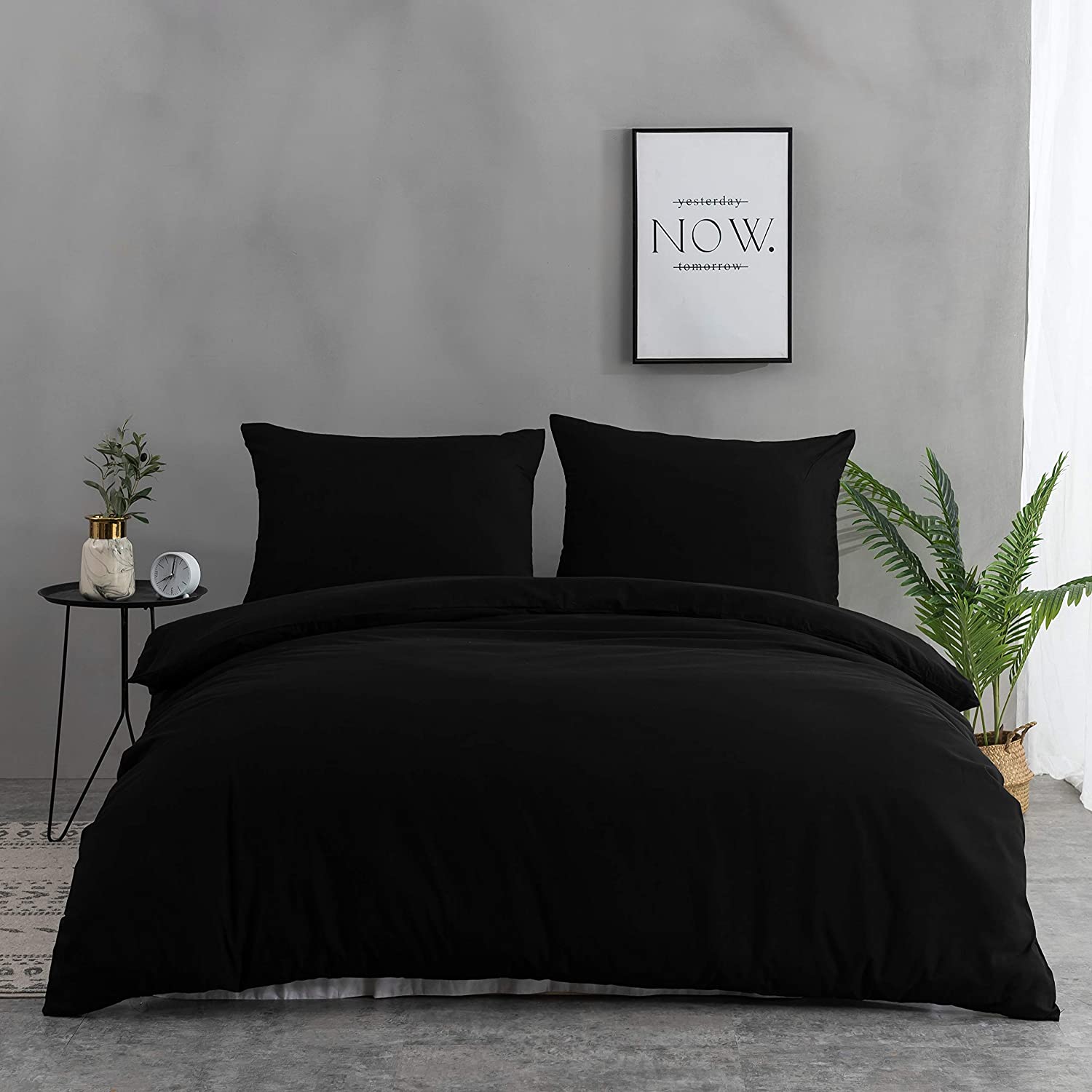 MOHAP 120 Fils/cm² Housse de Couette 200x200/220x240/240x260 cm avec Taies d'Oreiller 65x65x2cm Parure de Lit 2 Personnes avec Fermeture Éclair 5
