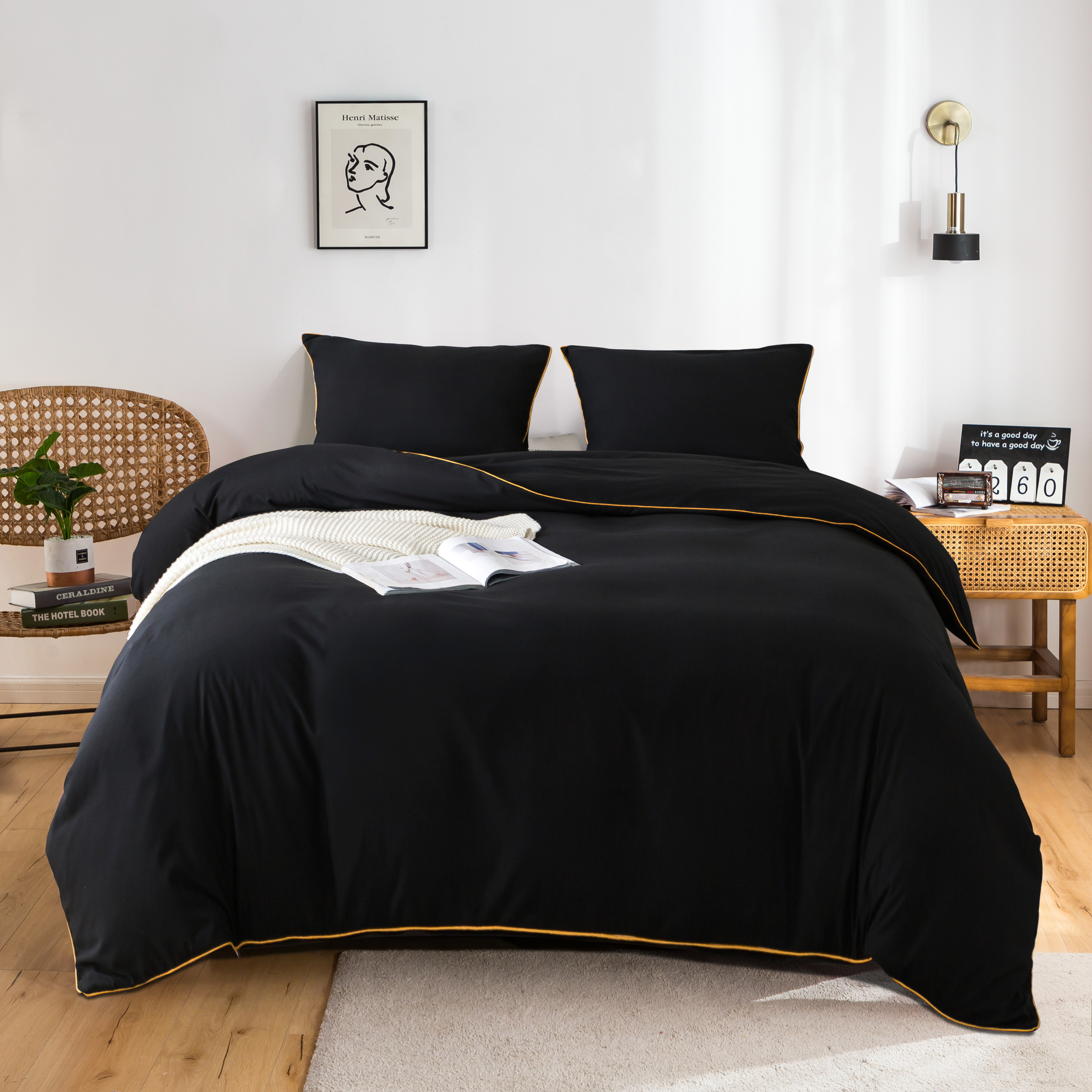 MOHAP 120 Fils/cm² Housse de Couette 200x200/220x240/240x260 cm avec Taies d'Oreiller 65x65x2cm Parure de Lit 2 Personnes avec Fermeture Éclair 8