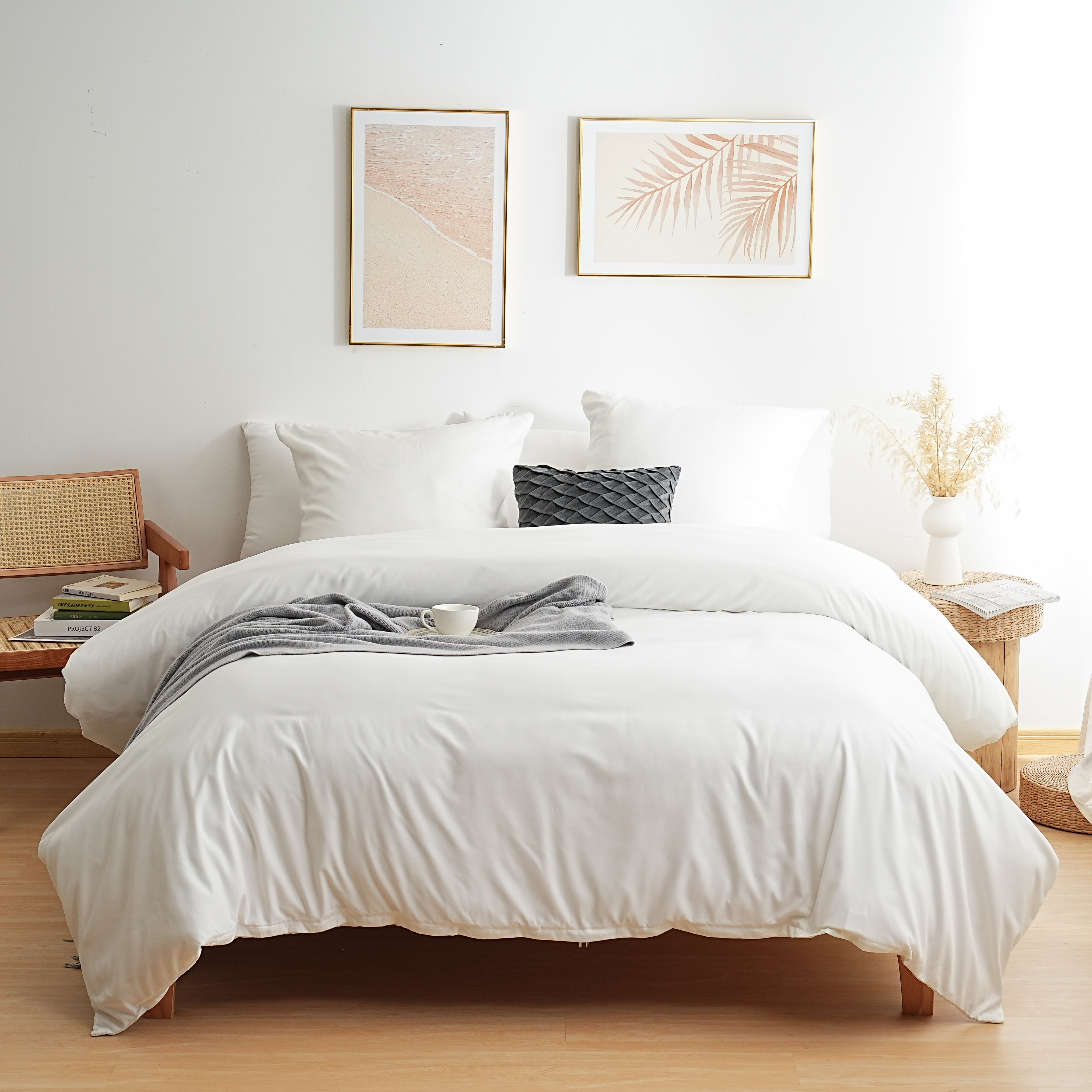 MOHAP Housse de Couette 200x200/220x240/240x260 cm avec Taies d'Oreiller 65x65x2cm Parure de Lit 120 Fils/cm² avec Fermeture Éclair 2 Personnes 4