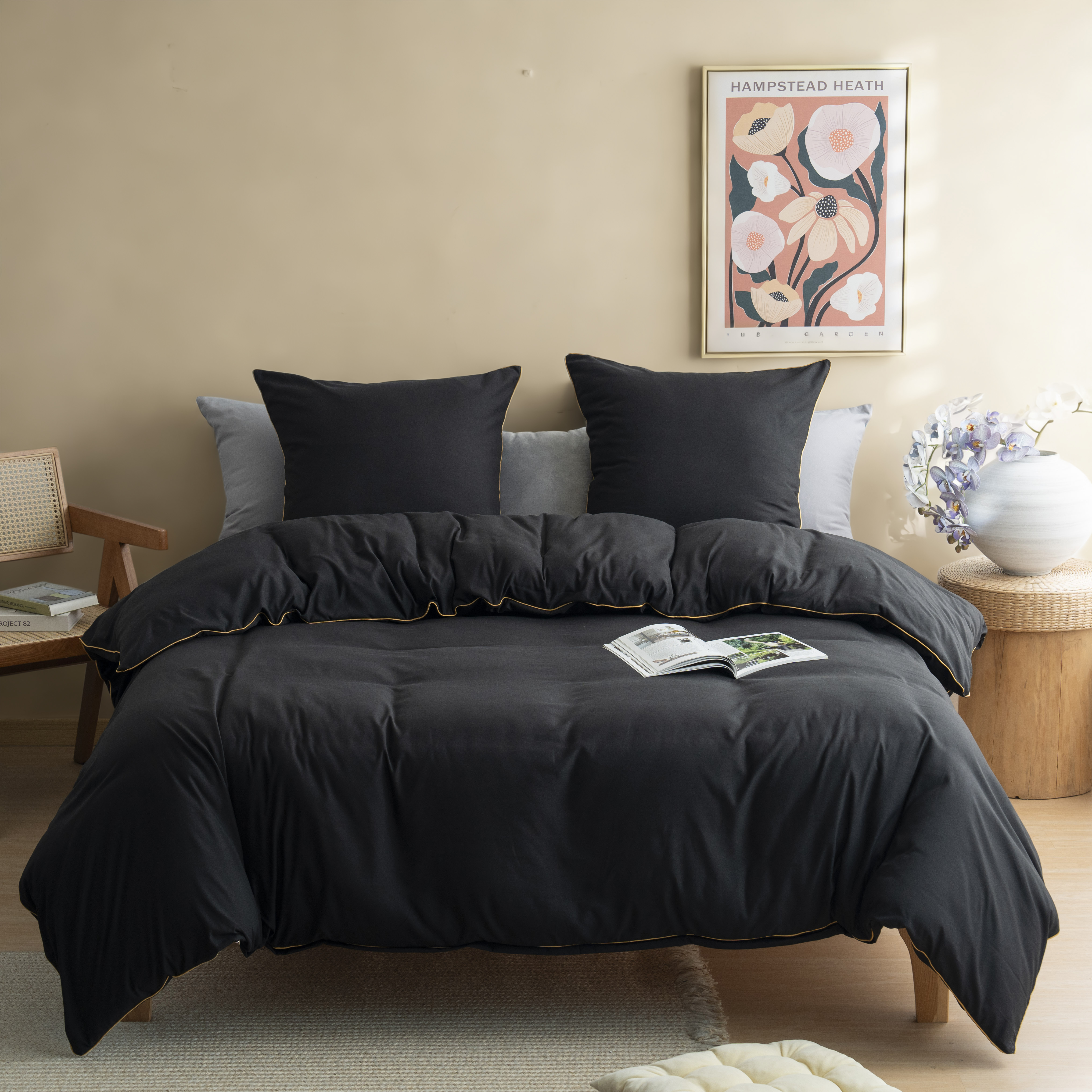 MOHAP Housse de Couette 200x200/220x240/240x260 cm avec Taies d'Oreiller 65x65x2cm Parure de Lit 120 Fils/cm² avec Fermeture Éclair 2 Personnes 8