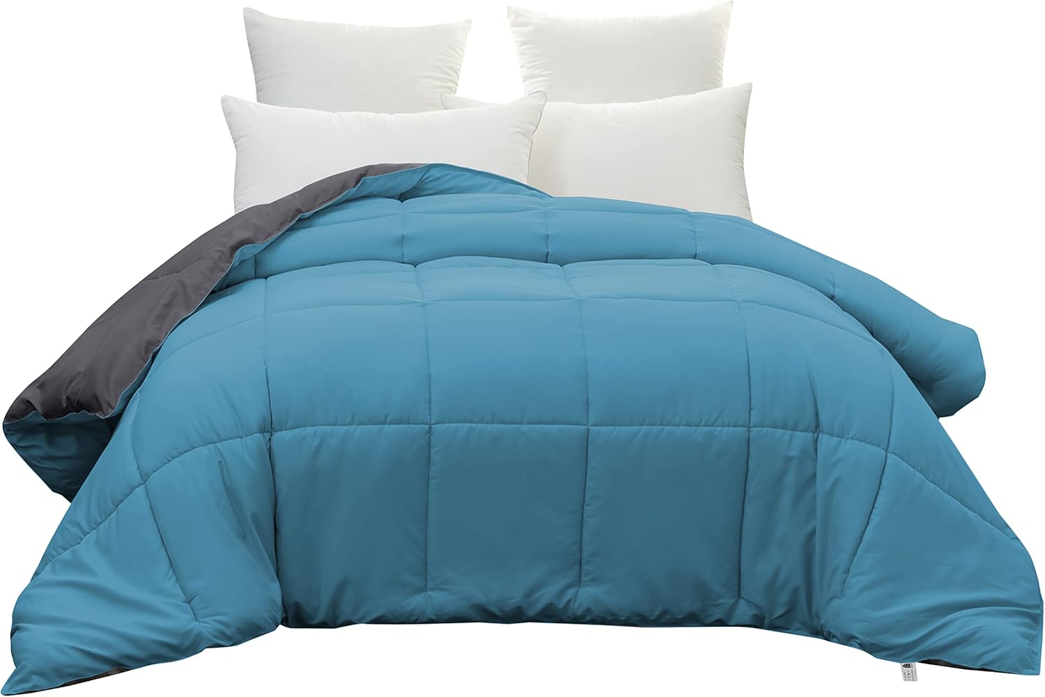AYSW Bettdecke Zweifarbig Warm im Winter 450g/m² Dick 140x200cm Hypoallergen Blau + Dunkelgrau Reversible Bettdecke 1 Person Bettdecke 2