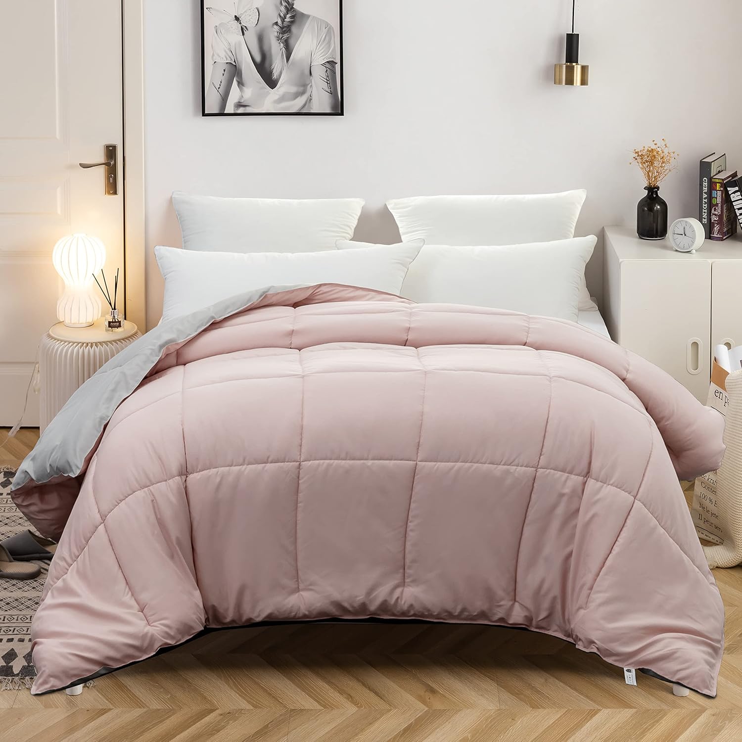 AYSW Bettdecke Zweifarbig Warm im Winter 450g/m² Dick 140x200cm Hypoallergen Blau + Dunkelgrau Reversible Bettdecke 1 Person Bettdecke 8