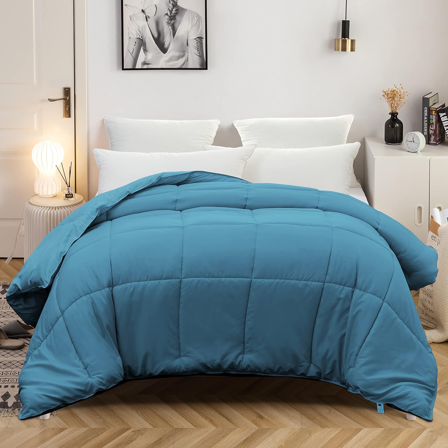 AYSW Two-Tone Duvet Warm in winter 450g/m² Thick 200x200cm Hypoallergenic Blue + Dark Grey Reversible Bed Duvet 2 Person Comforter 9