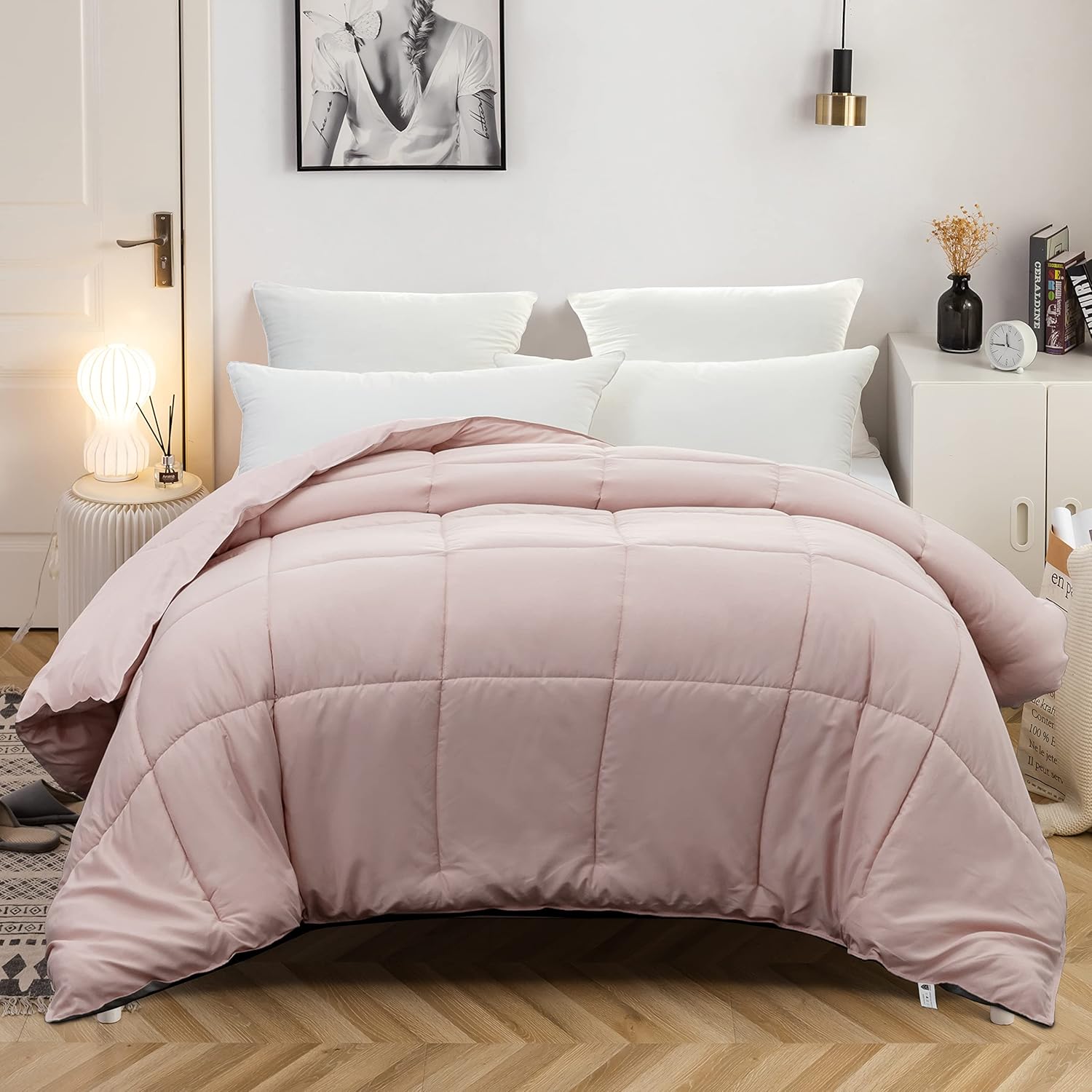 AYSW Two-Tone Duvet Warm in winter 450g/m² Thick 200x200cm Hypoallergenic Blue + Dark Grey Reversible Bed Duvet 2 Person Comforter 10